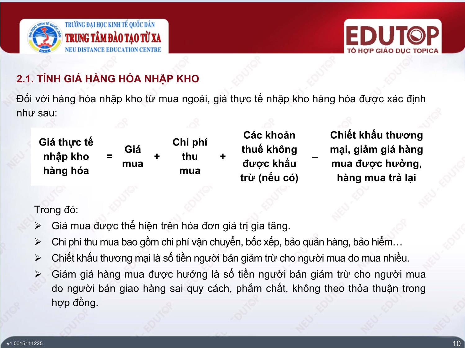 Bài giảng Kế toán tài chính 3 - Bài 1: Kế toán trong doanh nghiệp kinh doanh thương mại nội địa - Nguyễn Thị Mai Anh trang 10