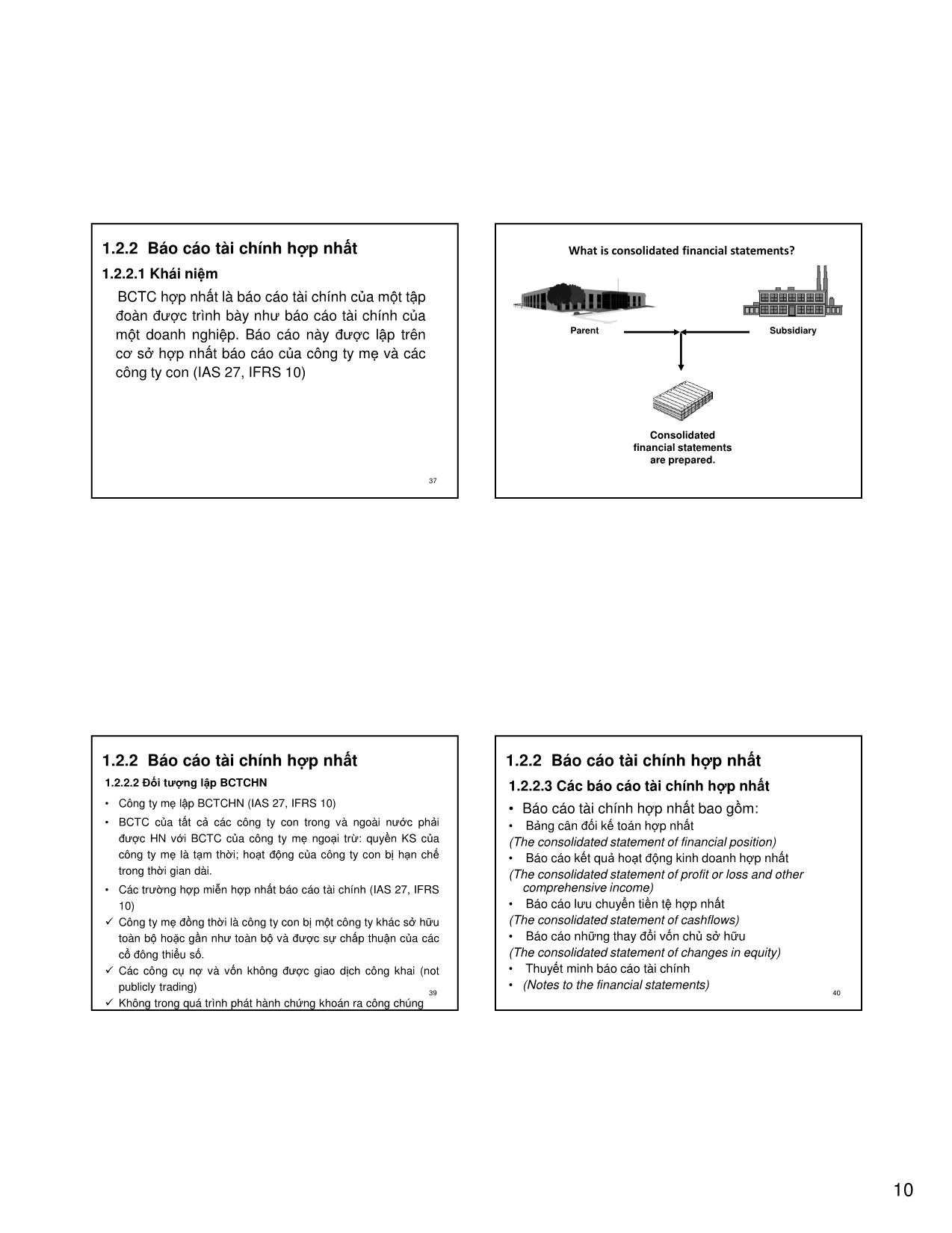 Bài giảng Kế toán tài chính 3 - Chương 1: Báo cáo tài chính hợp nhất (Consolidation of Financial Statements) trang 10