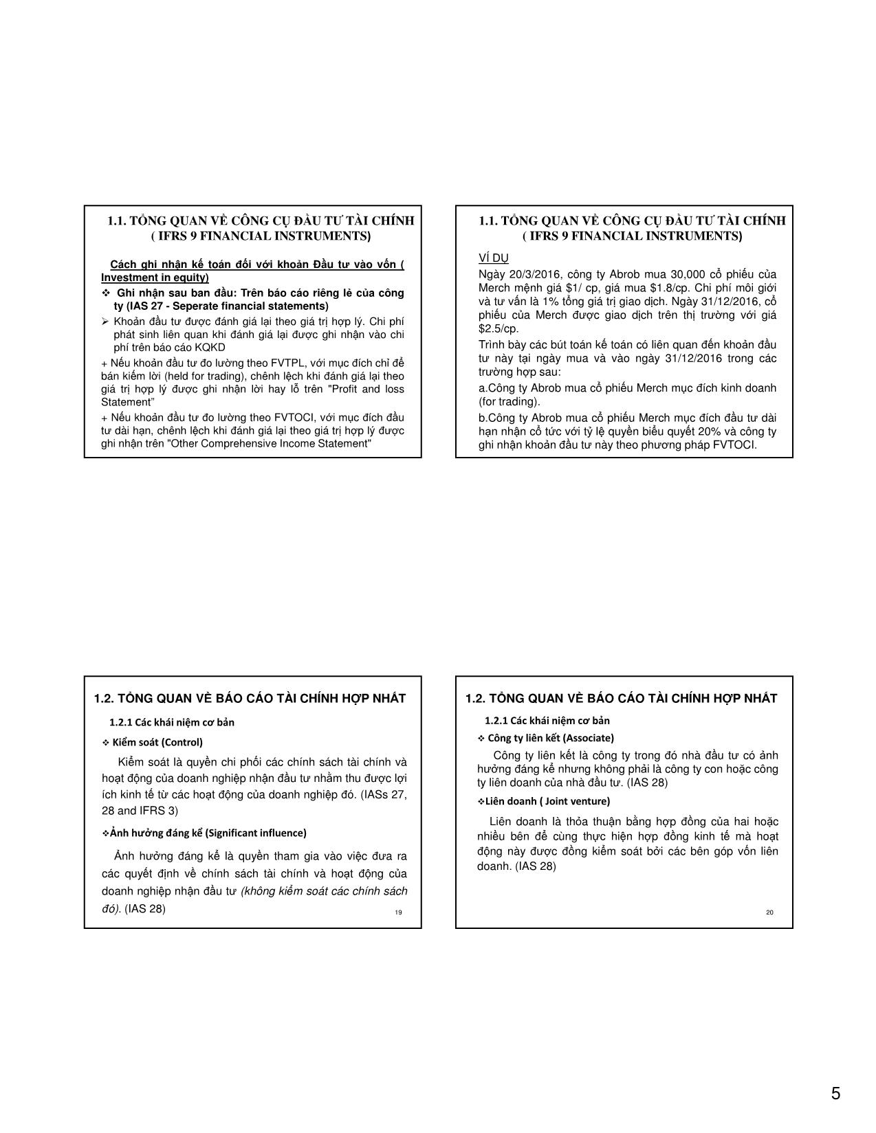 Bài giảng Kế toán tài chính 3 - Chương 1: Báo cáo tài chính hợp nhất (Consolidation of Financial Statements) trang 5