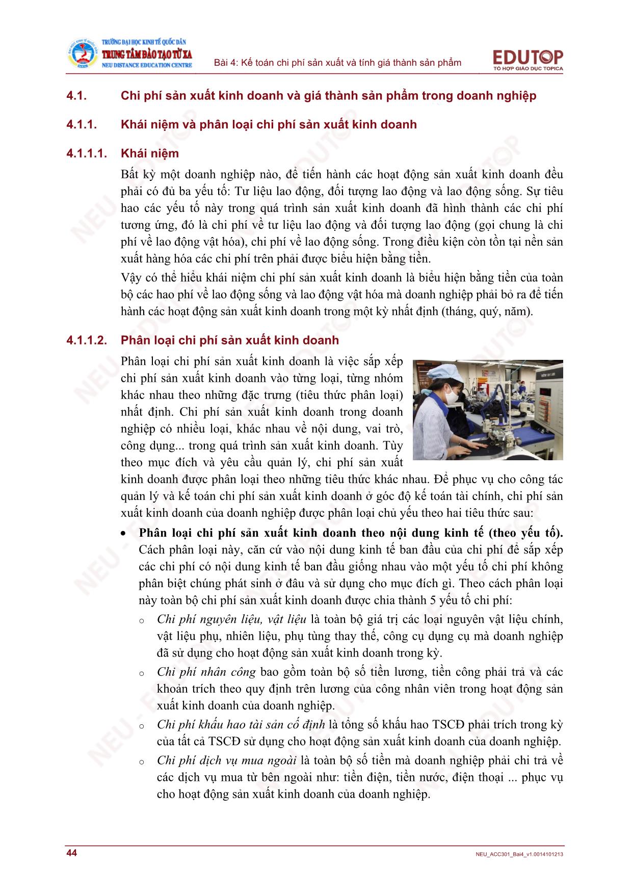 Bài giảng Kế toán tài chính - Bài 4: Kế toán chi phí sản xuất và tính giá thành sản phẩm trang 3