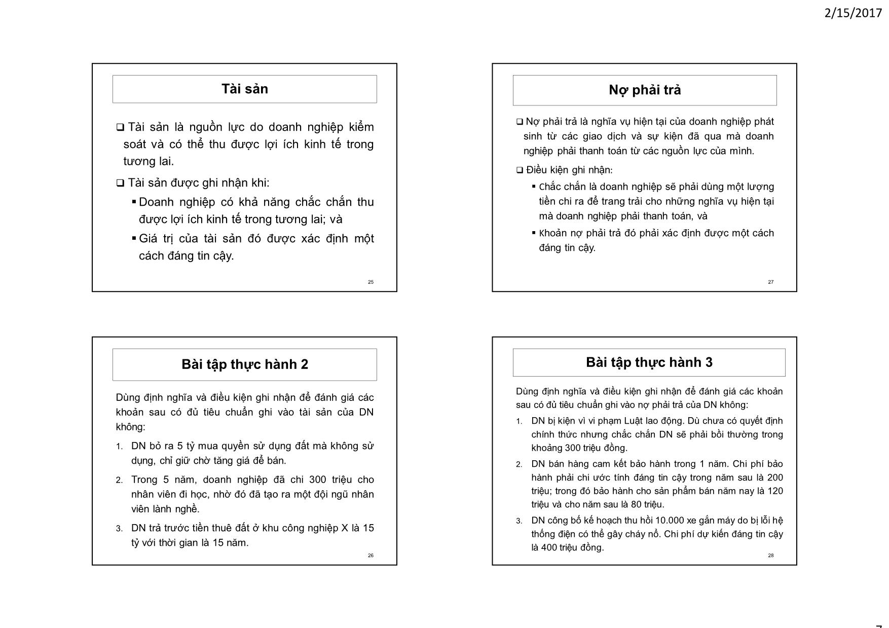 Bài giảng Kế toán tài chính - Chương 1: Tổng quan kế toán tài chính và hệ thống kế toán Việt Nam - Nguyễn Thị Ngọc Điệp trang 7