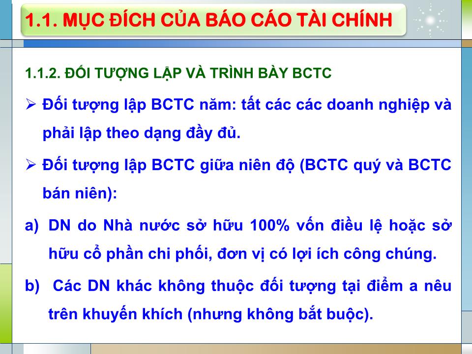 Bài giảng Kế toán tài chính - Chương 9: Báo cáo tài chính trang 9