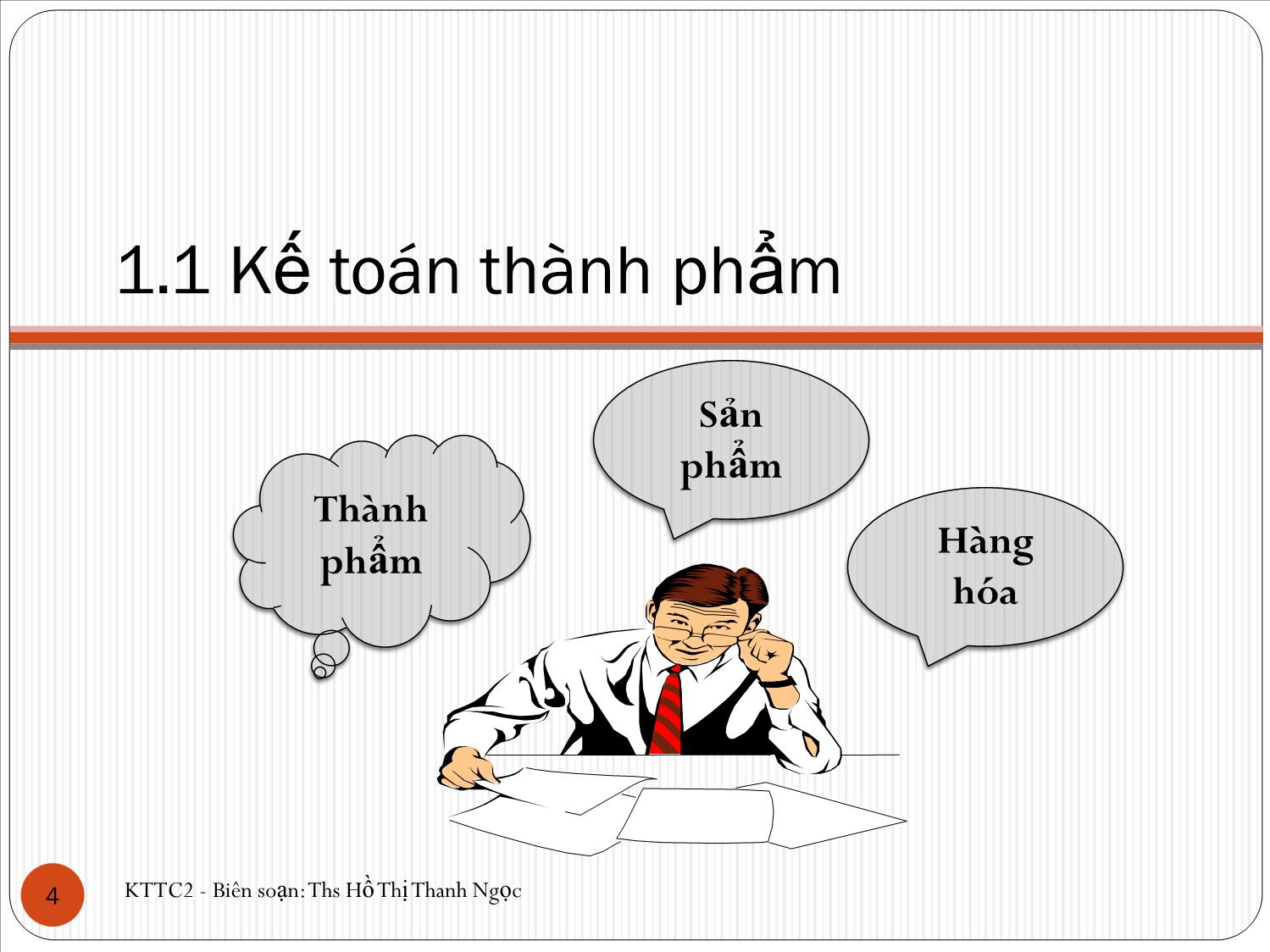 Bài giảng Kế toán tài chính doanh nghiệp 2 - Chương 1: Kế toán thành phẩm, tiêu thụ, xác định kết quả kinh doanh - Hồ Thị Thanh Ngọc trang 4