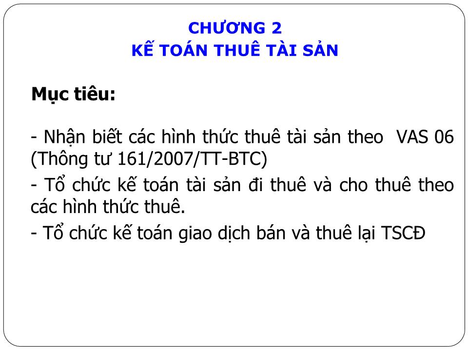 Bài giảng Kế toán tài chính doanh nghiệp nâng cao - Chương 2: Kế toán thuê tài sản trang 1