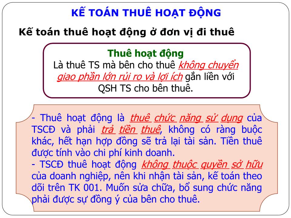 Bài giảng Kế toán tài chính doanh nghiệp nâng cao - Chương 2: Kế toán thuê tài sản trang 6