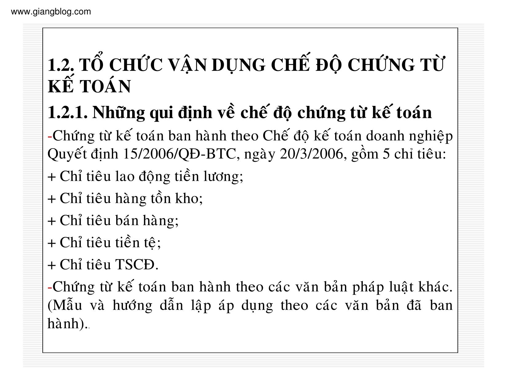 Bài giảng Kế toán thuế doanh nghiệp - Chương 1: Tổ chức công việc kế toán trong doanh nghiệp trang 2