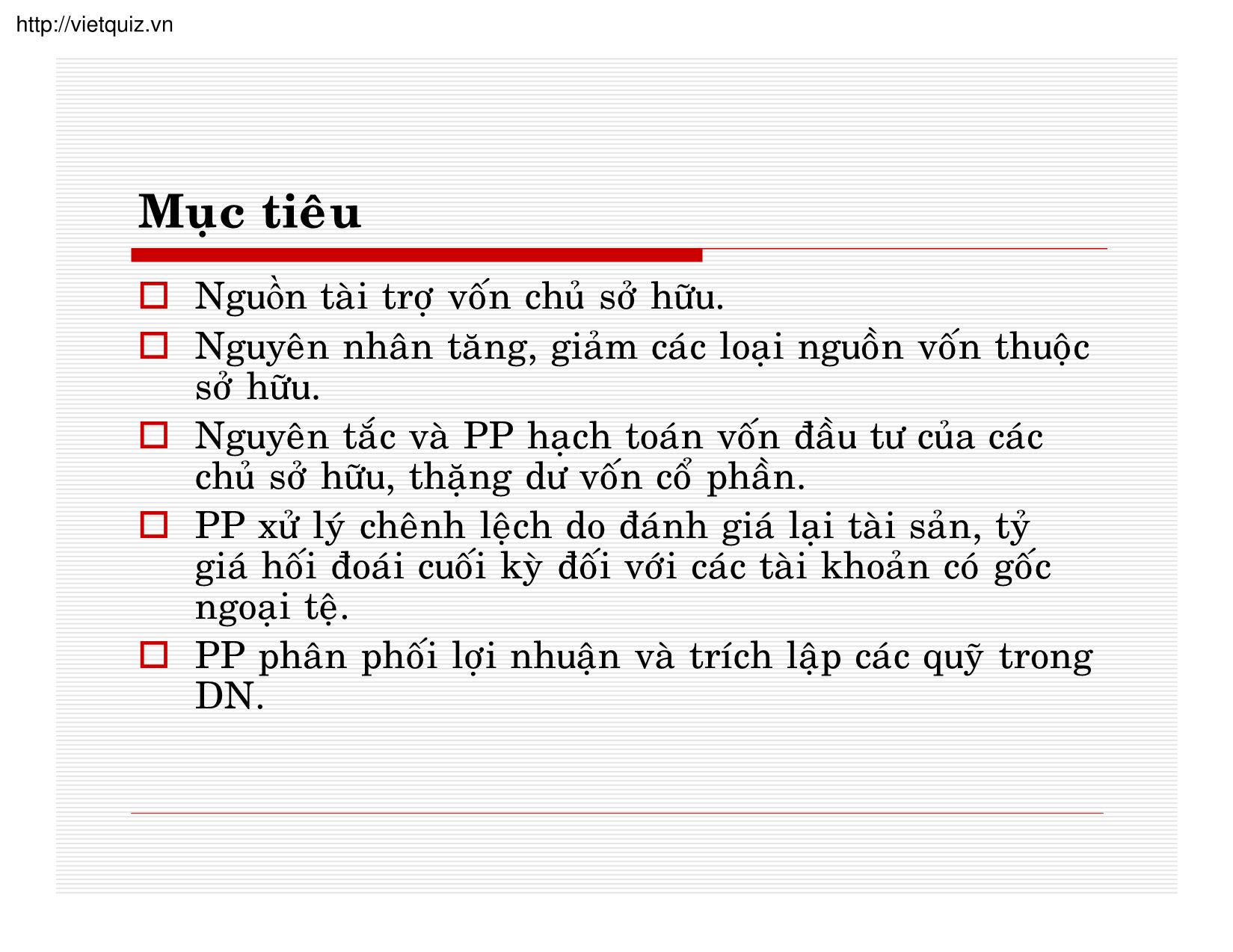 Bài giảng Kế toán thuế doanh nghiệp - Chương 11: Kế toán vốn chủ sở hữu trang 2