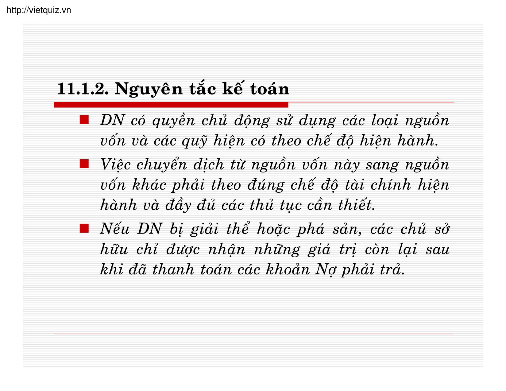 Bài giảng Kế toán thuế doanh nghiệp - Chương 11: Kế toán vốn chủ sở hữu trang 5