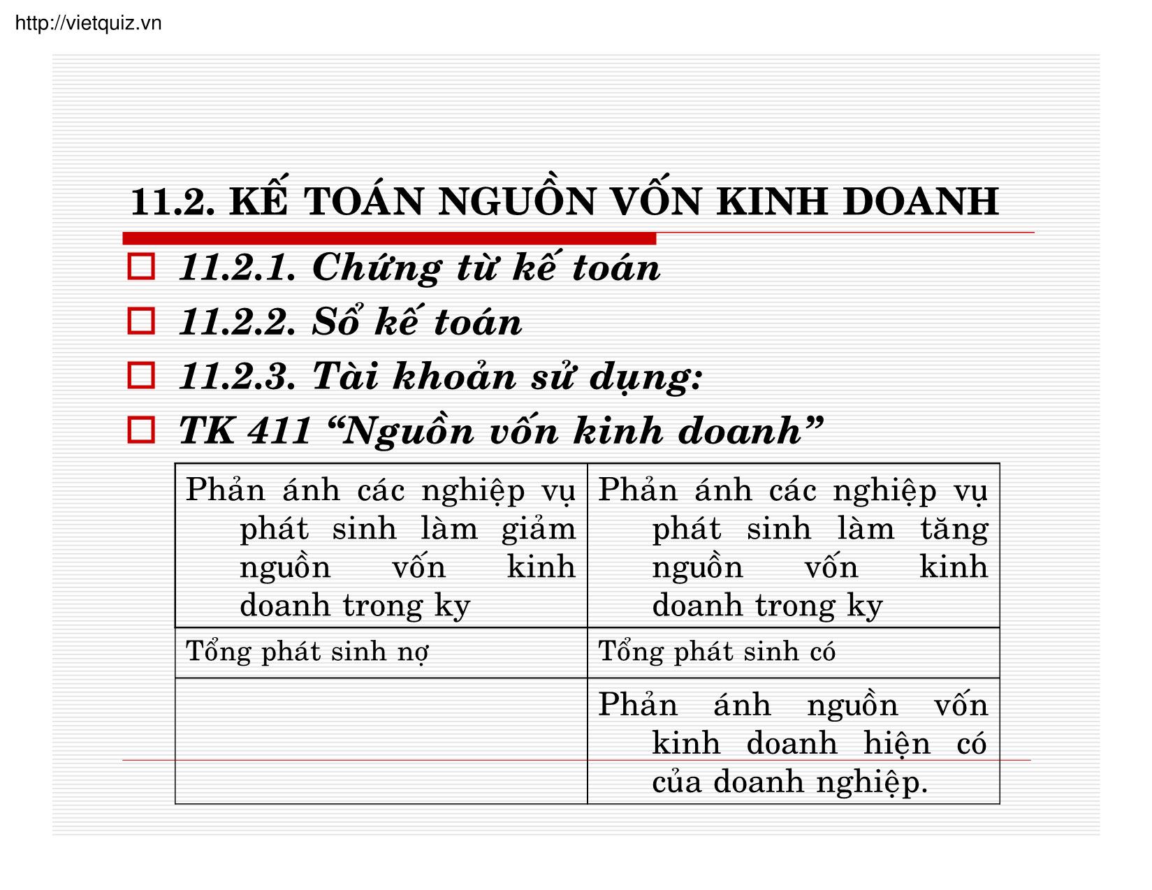 Bài giảng Kế toán thuế doanh nghiệp - Chương 11: Kế toán vốn chủ sở hữu trang 6