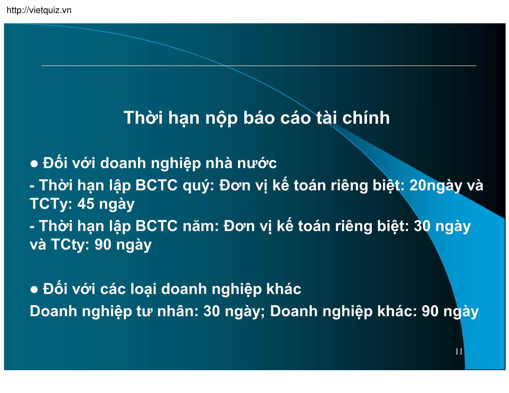 Bài giảng Kế toán thuế doanh nghiệp - Chương 15: Hệ thống Báo cáo tài chính trang 8