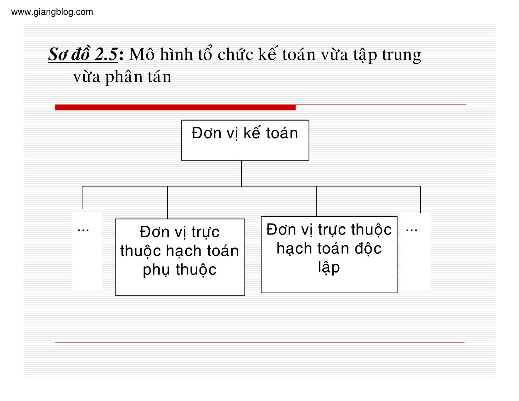 Bài giảng Kế toán thuế doanh nghiệp - Chương 2: Tổ chức bộ máy và mô hình kế toán trong doanh nghiệp trang 8