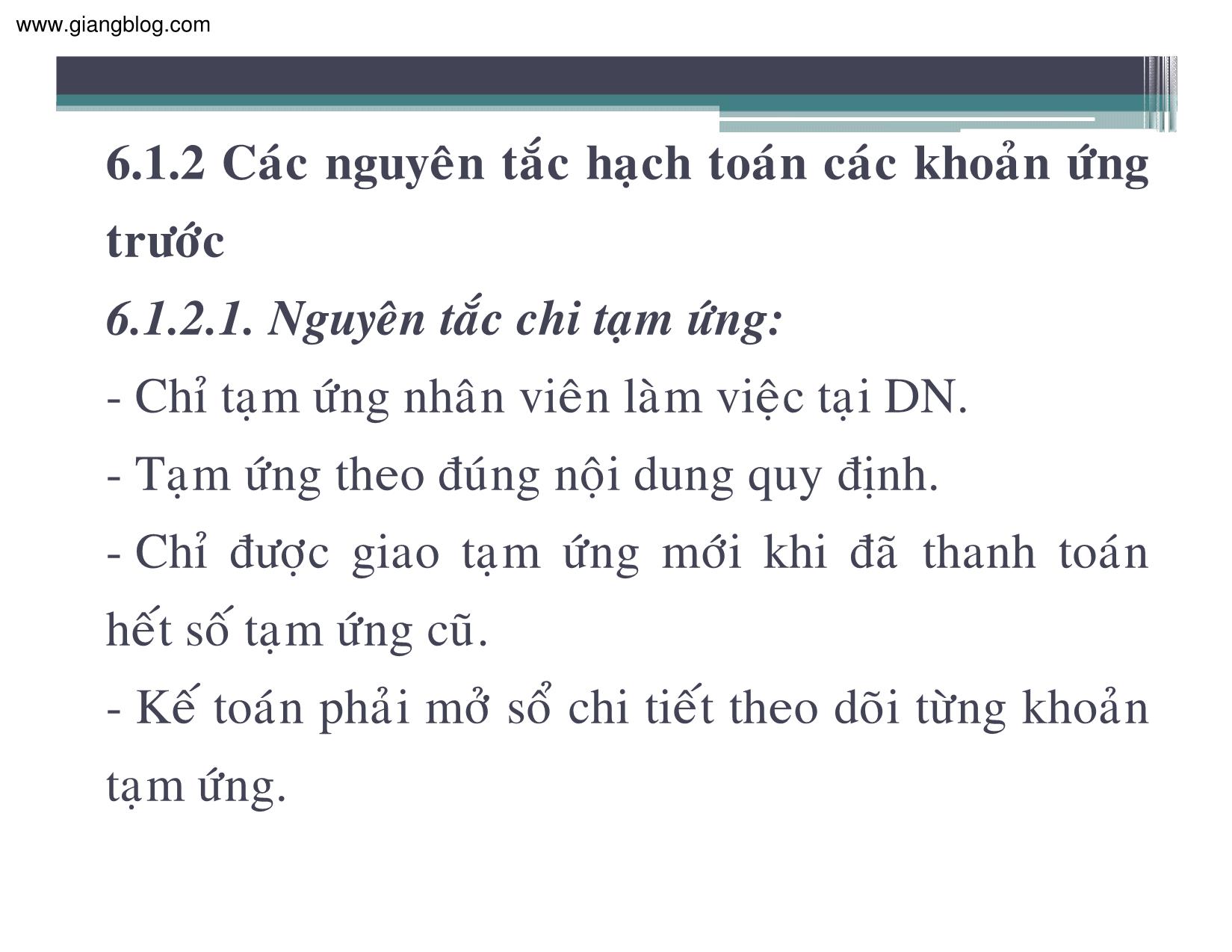 Bài giảng Kế toán thuế doanh nghiệp - Chương 6: Kế toán các khoản ứng trước trang 5