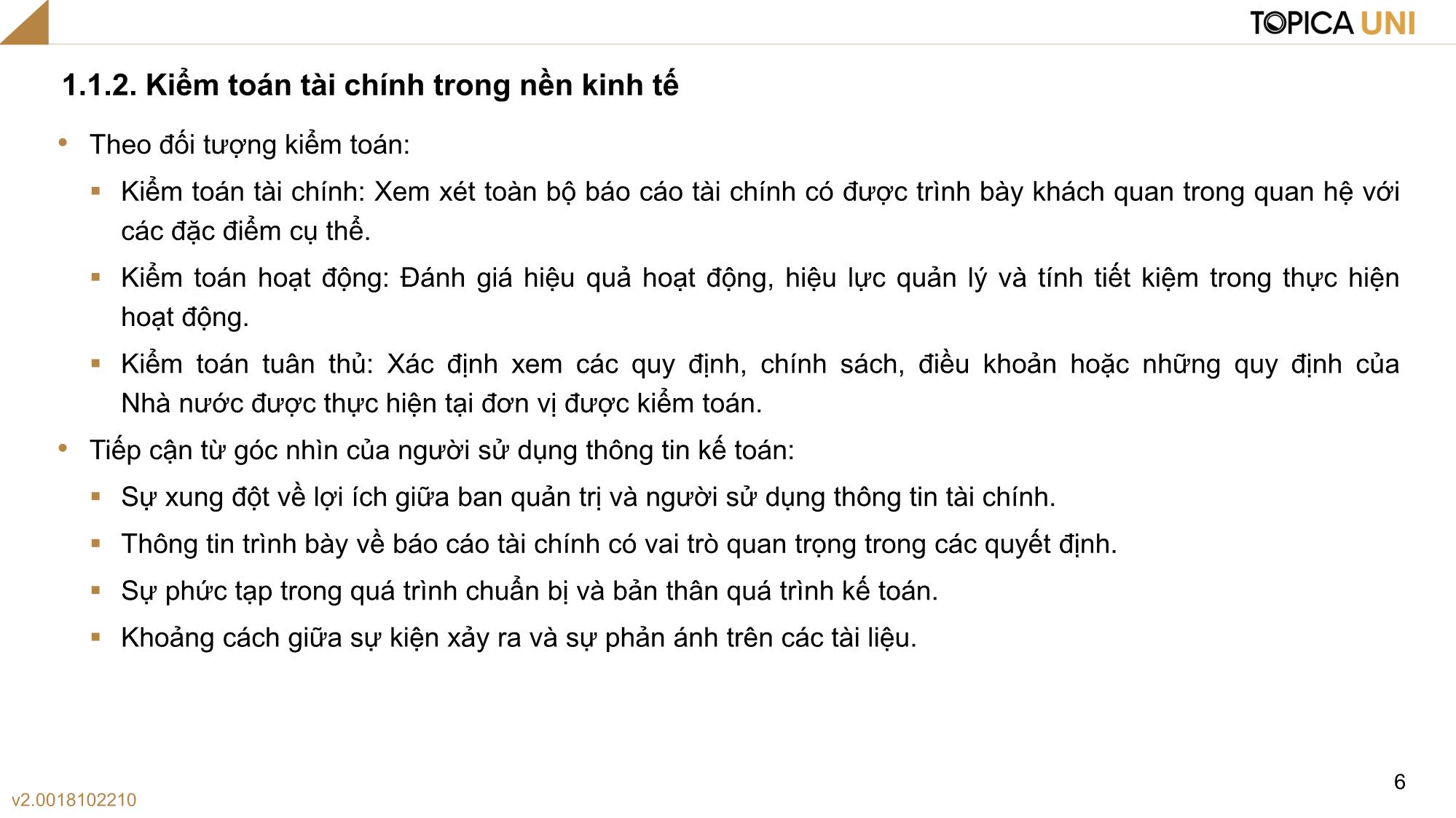 Bài giảng Kiểm toán - Bài 1: Kiểm toán tài chính trong nền kinh tế - Phan Trung Kiên trang 6