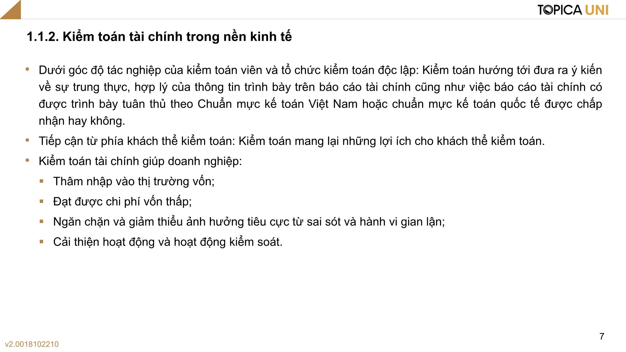 Bài giảng Kiểm toán - Bài 1: Kiểm toán tài chính trong nền kinh tế - Phan Trung Kiên trang 7