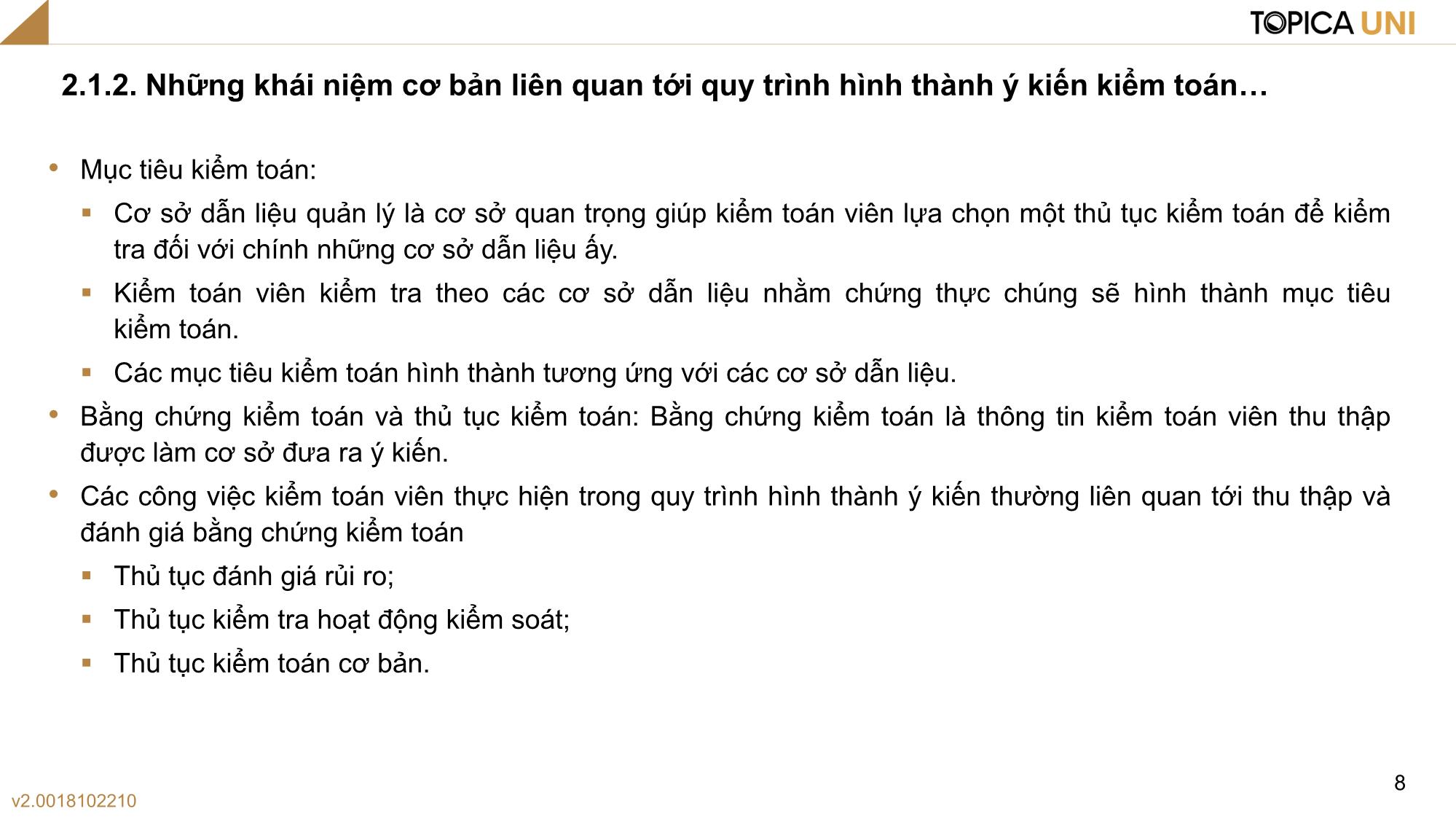 Bài giảng Kiểm toán - Bài 2: Quy trình hình thành ý kiến kiểm toán - Phan Trung Kiên trang 8