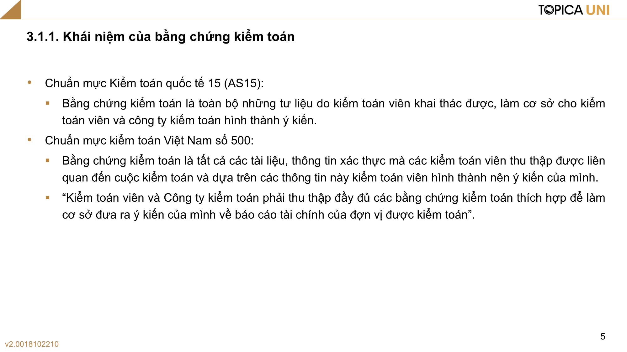 Bài giảng Kiểm toán - Bài 3: Bằng chứng kiểm toán - Phan Trung Kiên trang 5