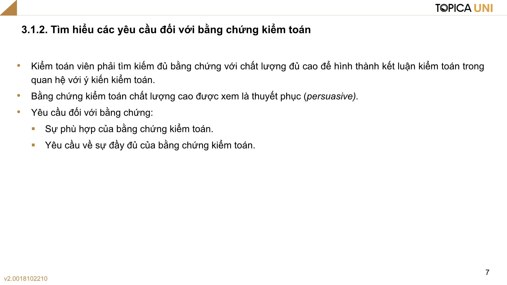 Bài giảng Kiểm toán - Bài 3: Bằng chứng kiểm toán - Phan Trung Kiên trang 7