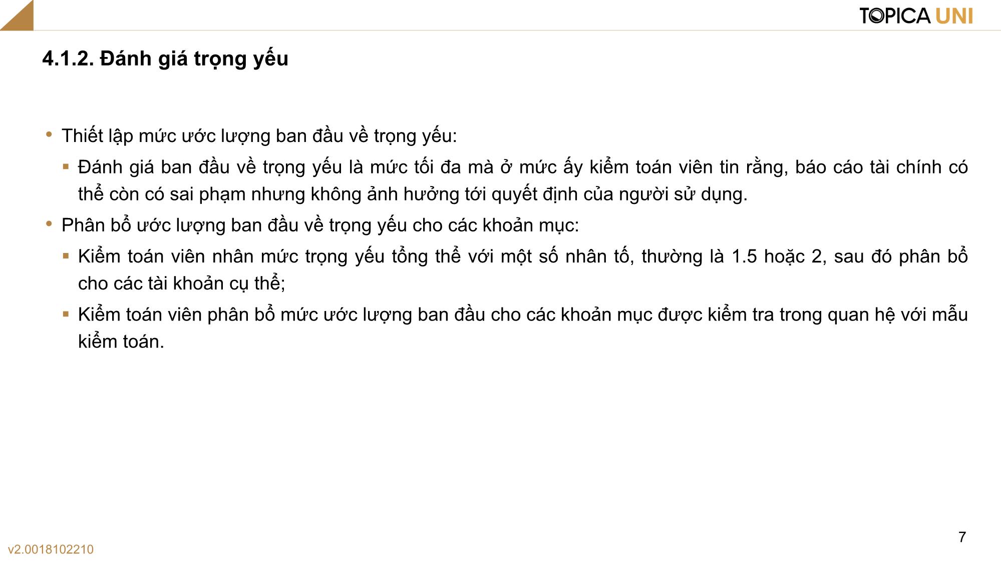 Bài giảng Kiểm toán - Bài 4: Lập kế hoạch kiểm toán - Phan Trung Kiên trang 7