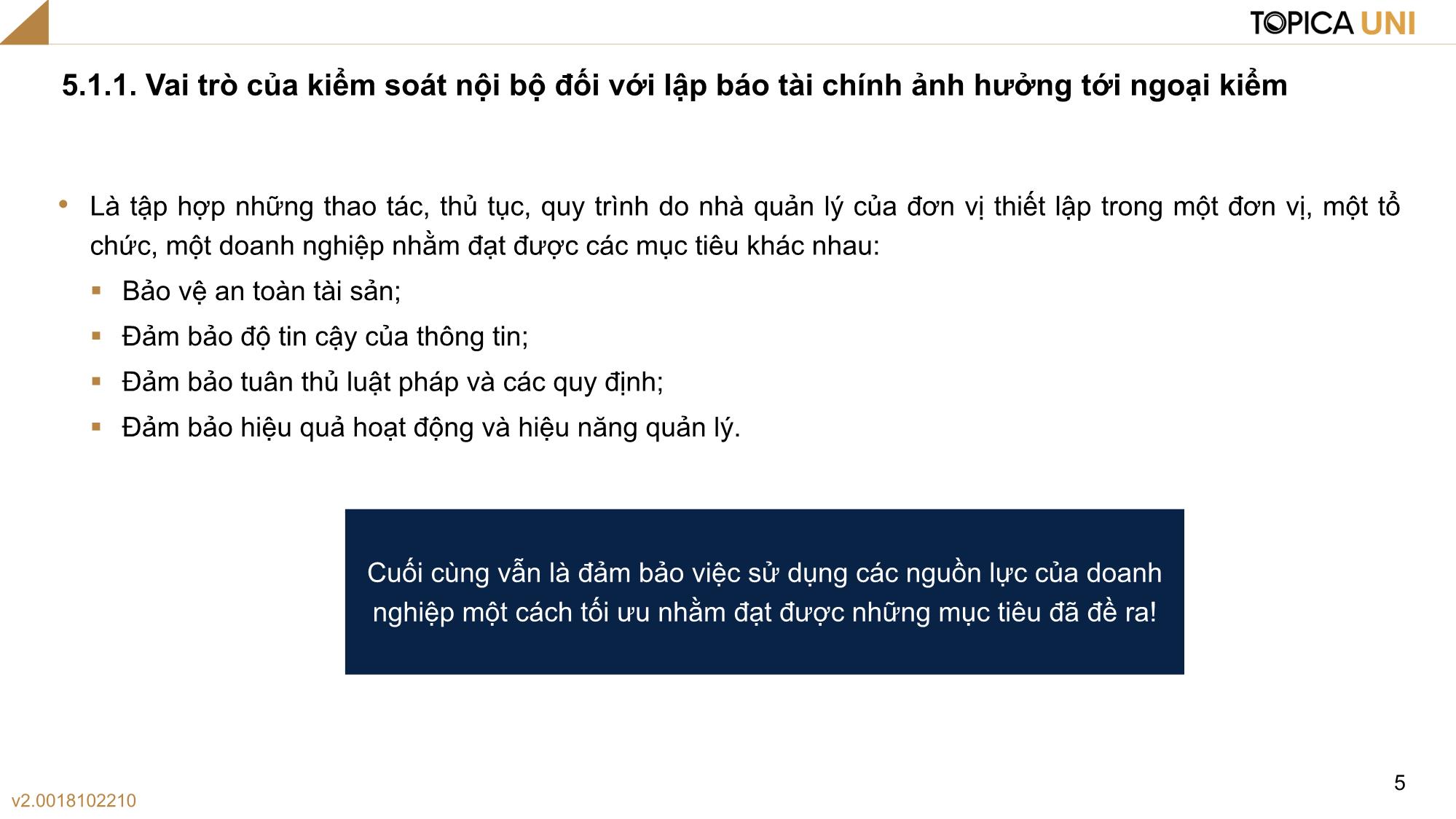 Bài giảng Kiểm toán - Bài 5: Đánh giá kiểm soát nội bộ với lập Báo cáo tài chính - Phan Trung Kiên trang 5