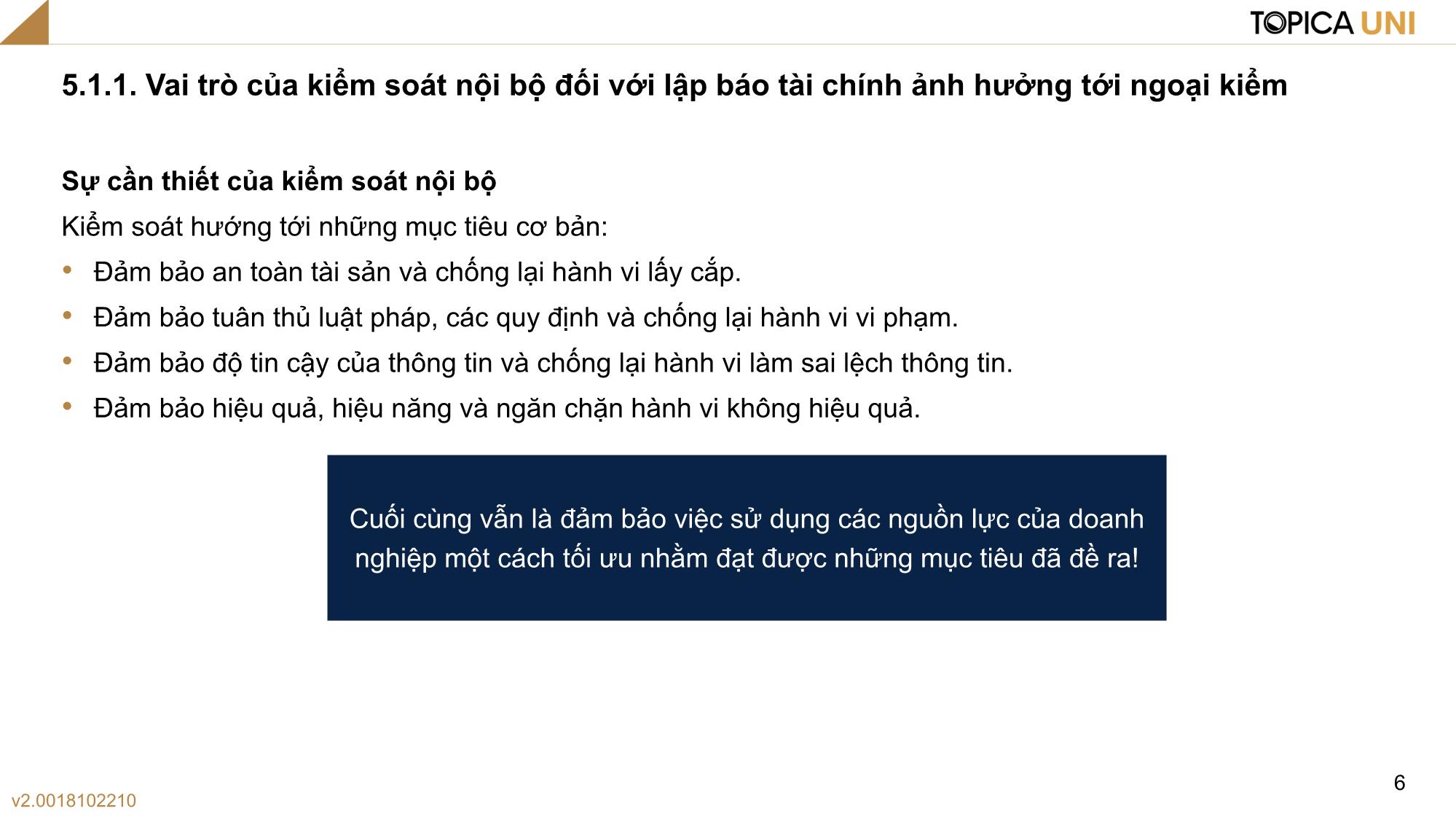 Bài giảng Kiểm toán - Bài 5: Đánh giá kiểm soát nội bộ với lập Báo cáo tài chính - Phan Trung Kiên trang 6