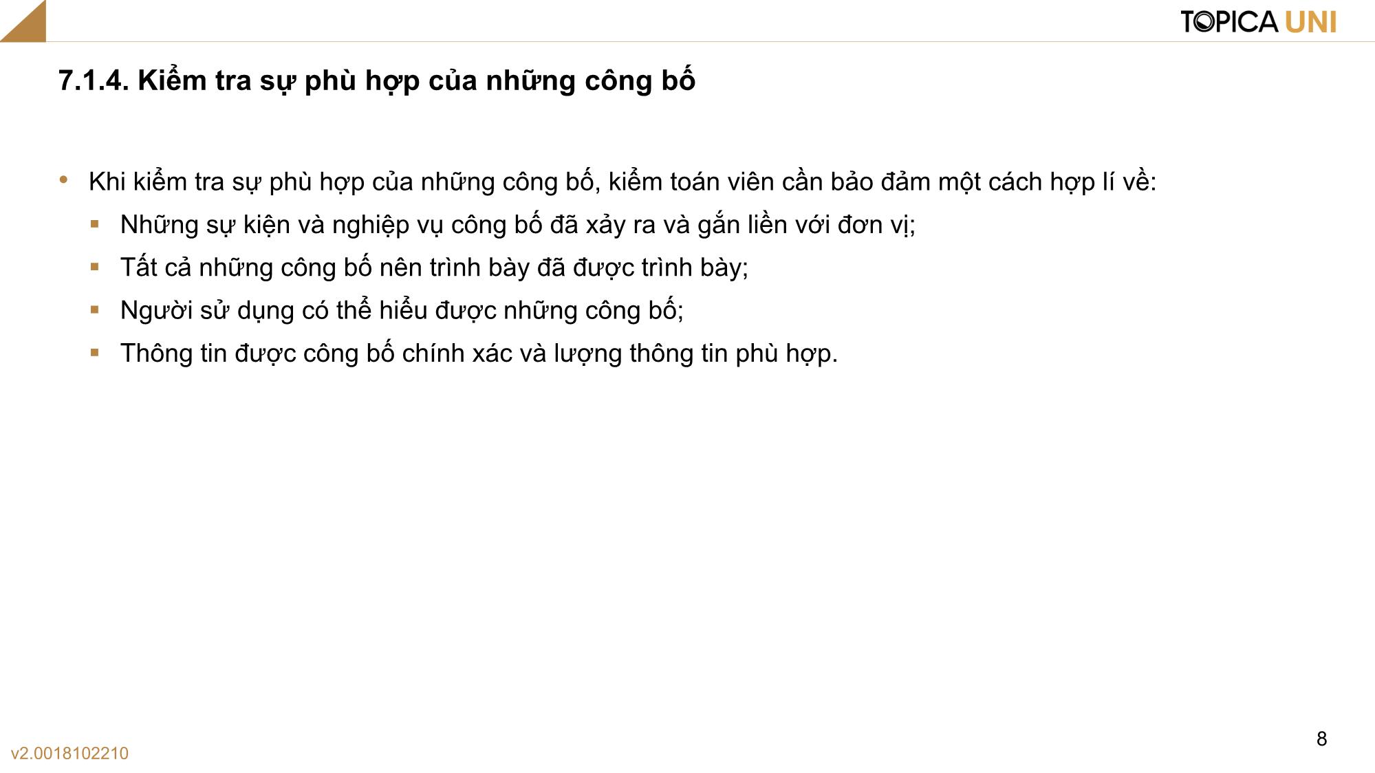 Bài giảng Kiểm toán - Bài 7: Kết thúc kiểm toán Báo cáo tài chính - Phan Trung Kiên trang 8