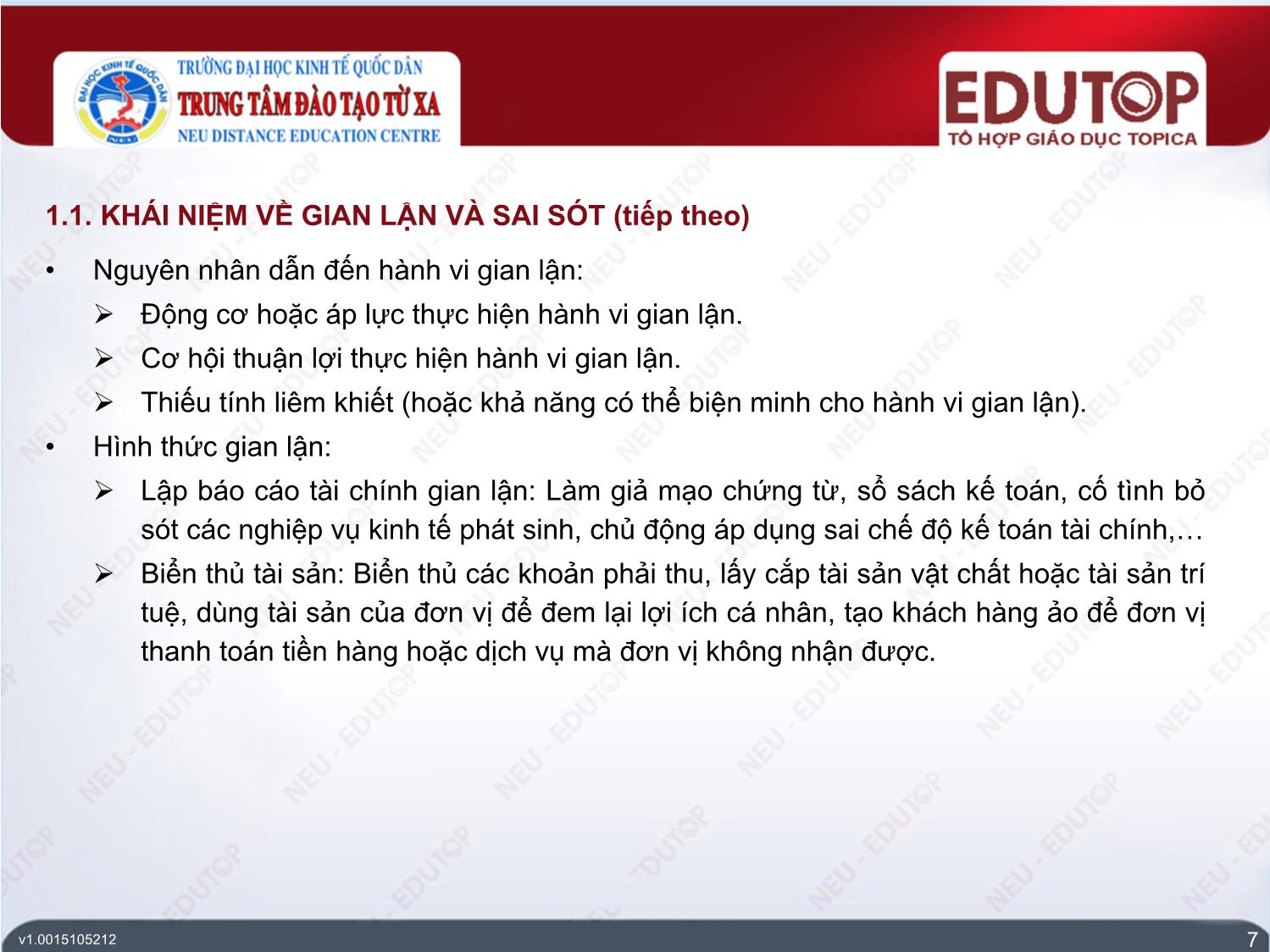 Bài giảng Kiểm toán căn bản - Bài 3: Các khái niệm cơ bản thuộc nội dung kiểm toán - Tạ Thu Trang trang 7