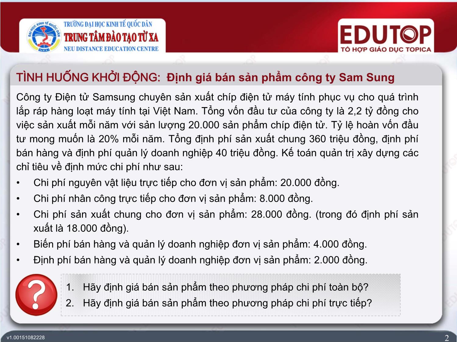 Bài giảng Kiểm toán căn bản - Bài 7: Định giá bán sản phẩm trong doanh nghiệp - Trần Trung Tuấn trang 2