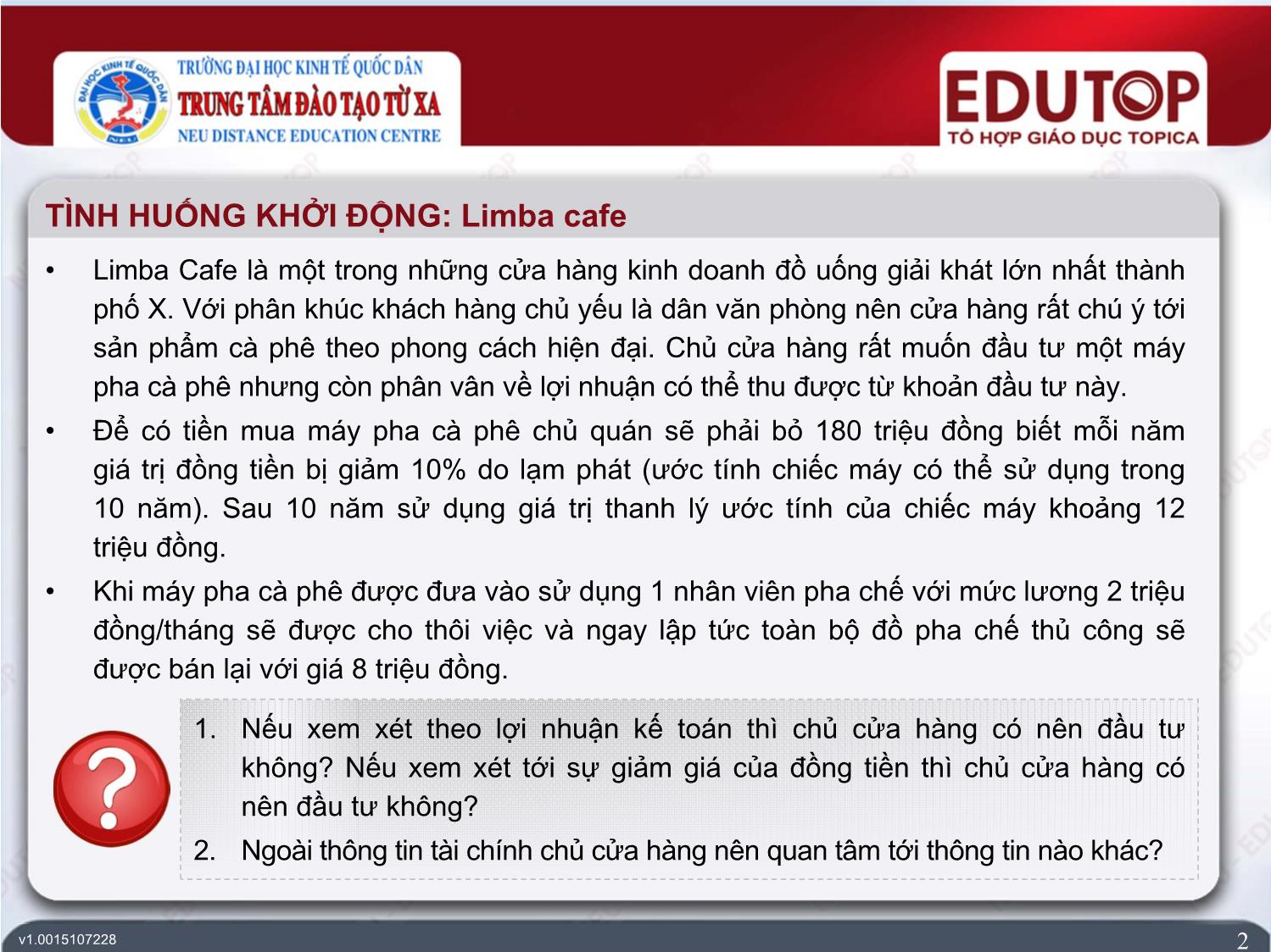 Bài giảng Kiểm toán căn bản - Bài 9: Thông tin kế toán quản trị cho việc ra quyết định kinh doanh dài hạn - Lê Ngọc Thăng trang 2