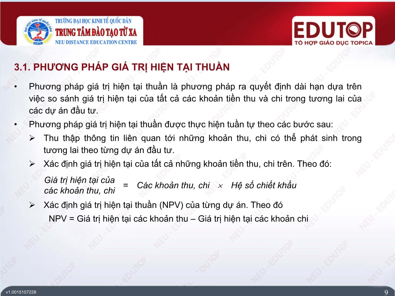 Bài giảng Kiểm toán căn bản - Bài 9: Thông tin kế toán quản trị cho việc ra quyết định kinh doanh dài hạn - Lê Ngọc Thăng trang 9