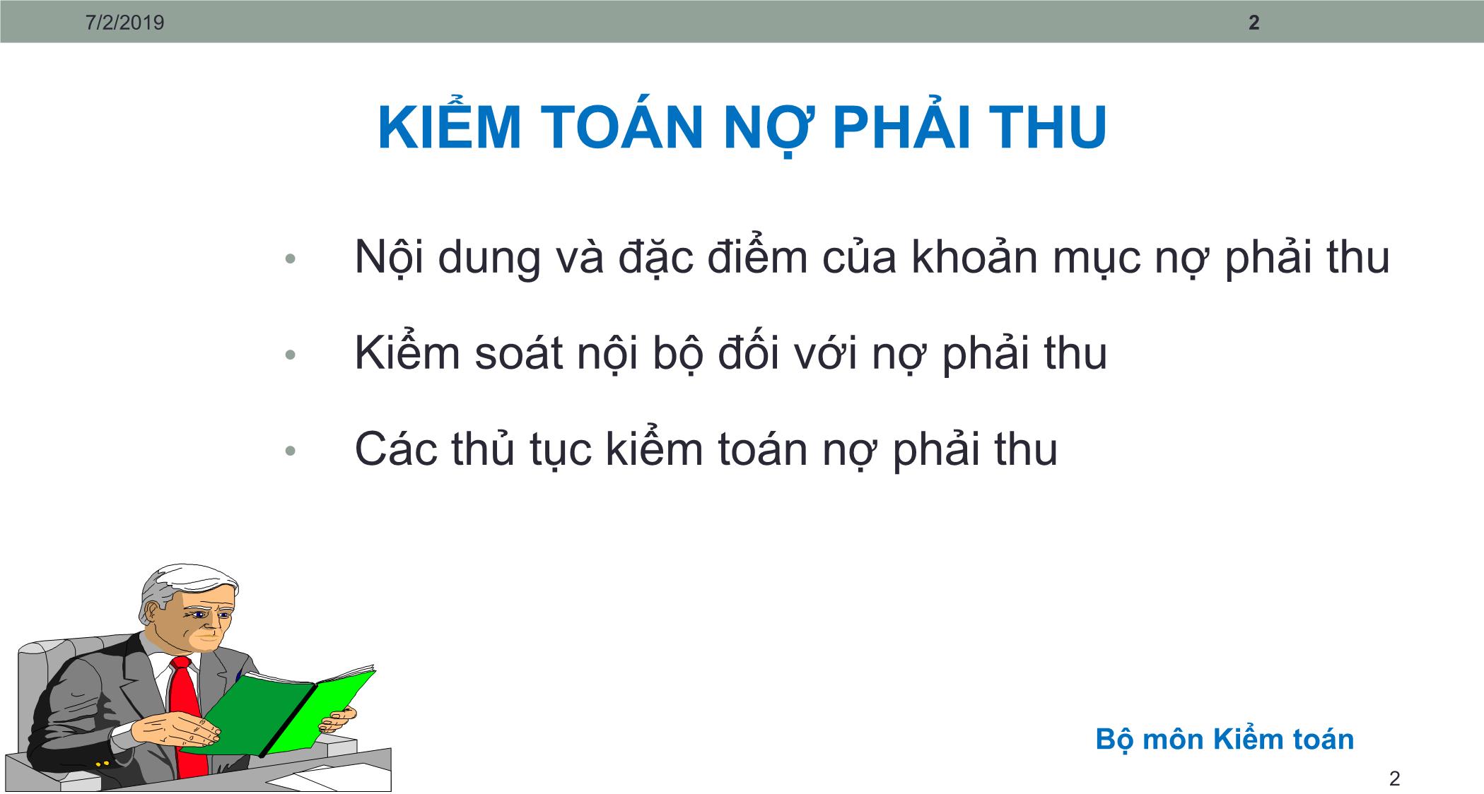 Bài giảng Kiểm toán căn bản - Chương 2: Kiểm toán doanh thu bán hàng & nợ phải thu trang 2