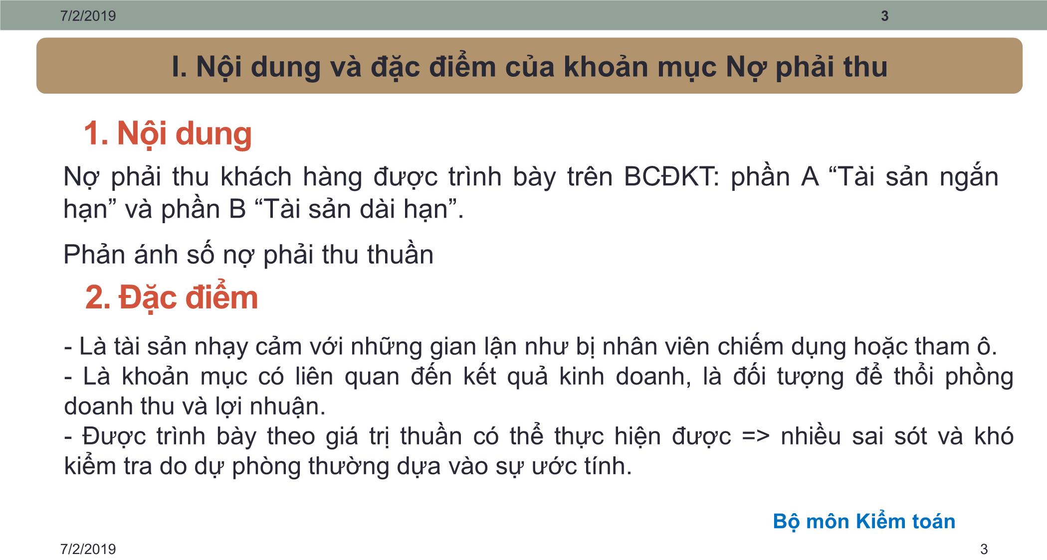 Bài giảng Kiểm toán căn bản - Chương 2: Kiểm toán doanh thu bán hàng & nợ phải thu trang 3