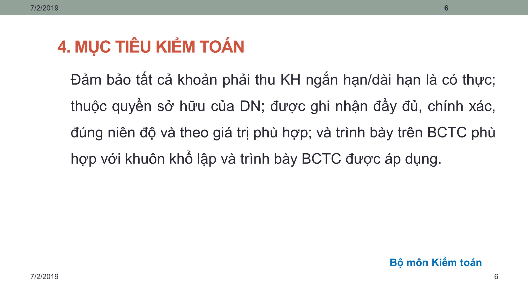 Bài giảng Kiểm toán căn bản - Chương 2: Kiểm toán doanh thu bán hàng & nợ phải thu trang 6