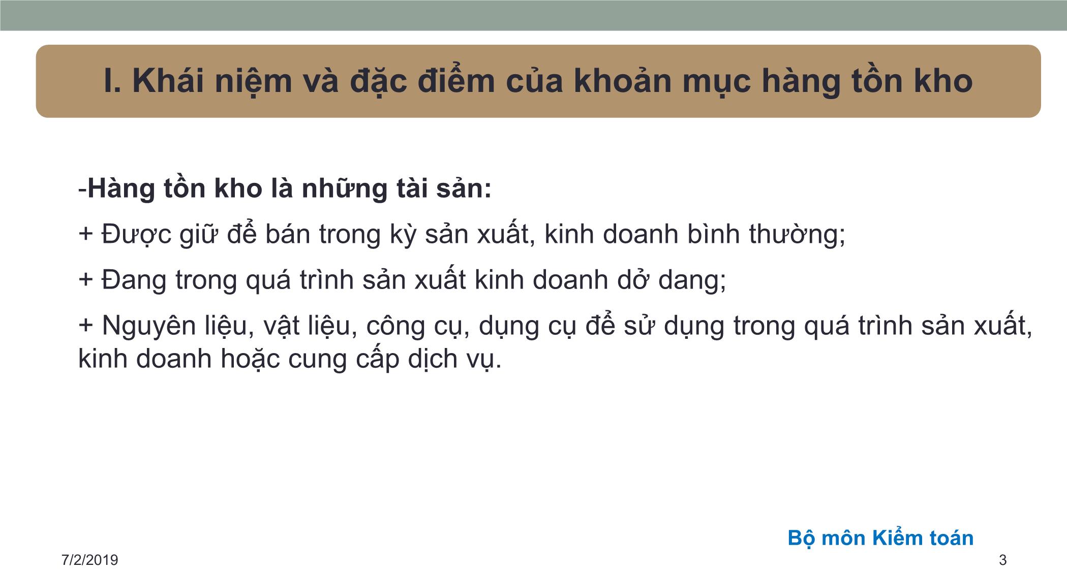 Bài giảng Kiểm toán căn bản - Chương 3: Kiểm toán hàng tồn kho và giá vốn hàng bán trang 3