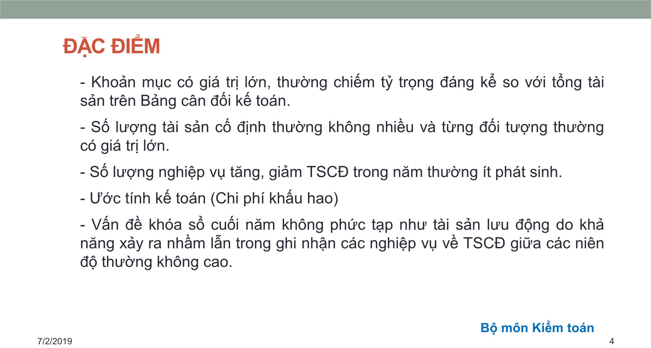 Bài giảng Kiểm toán căn bản - Chương 4: Kiểm toán tài sản cố định và chi phí khấu hao tài sản cố định trang 4