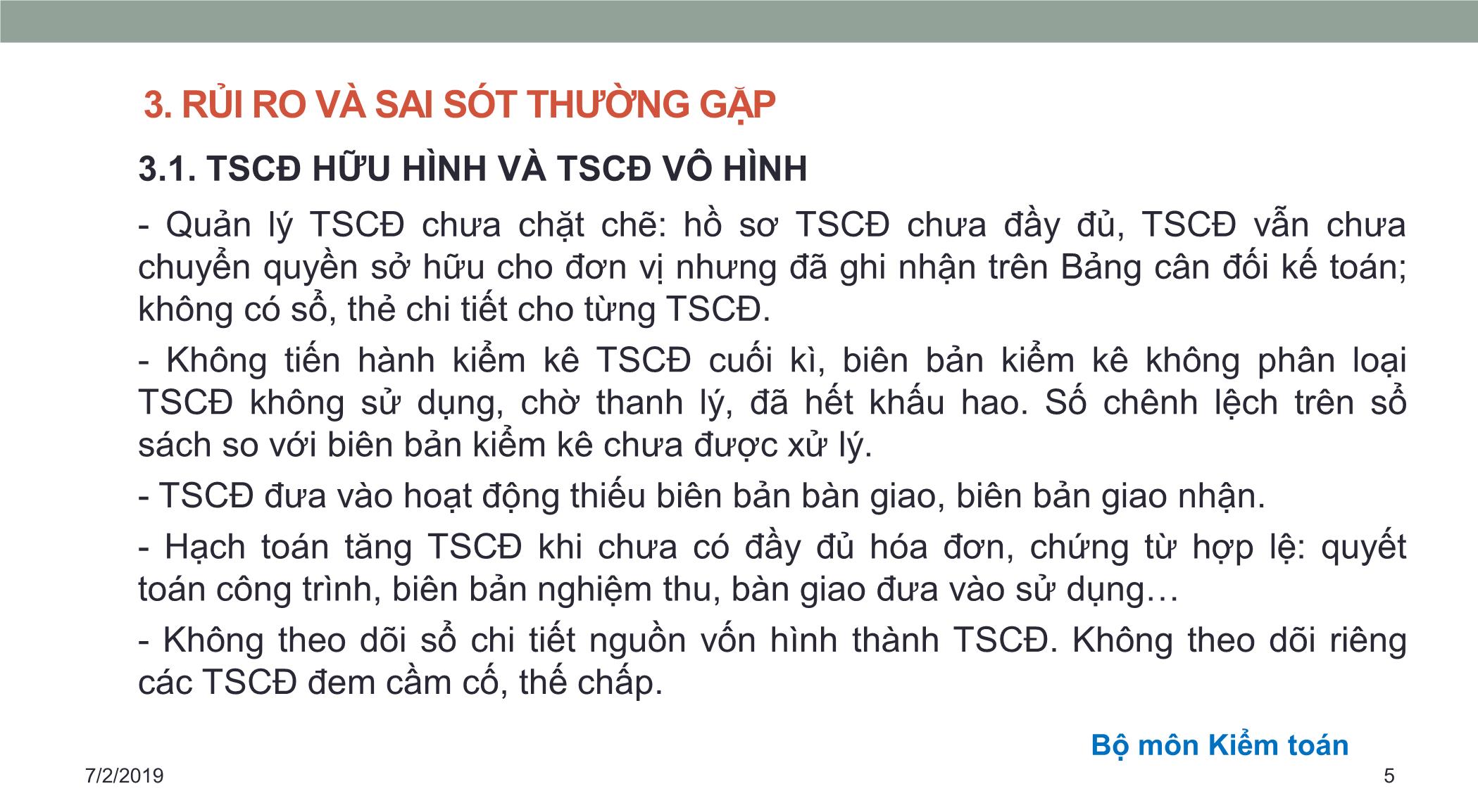 Bài giảng Kiểm toán căn bản - Chương 4: Kiểm toán tài sản cố định và chi phí khấu hao tài sản cố định trang 5