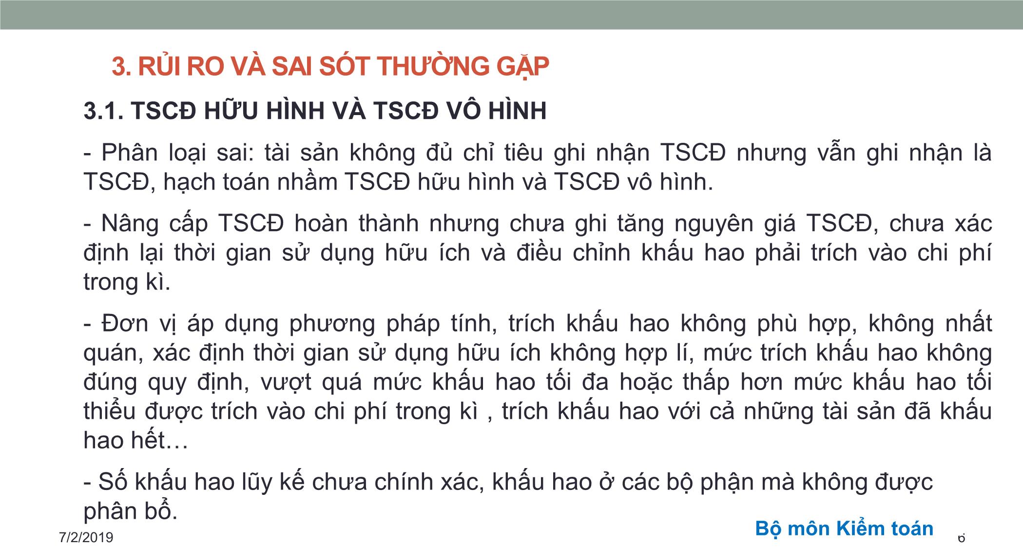 Bài giảng Kiểm toán căn bản - Chương 4: Kiểm toán tài sản cố định và chi phí khấu hao tài sản cố định trang 6