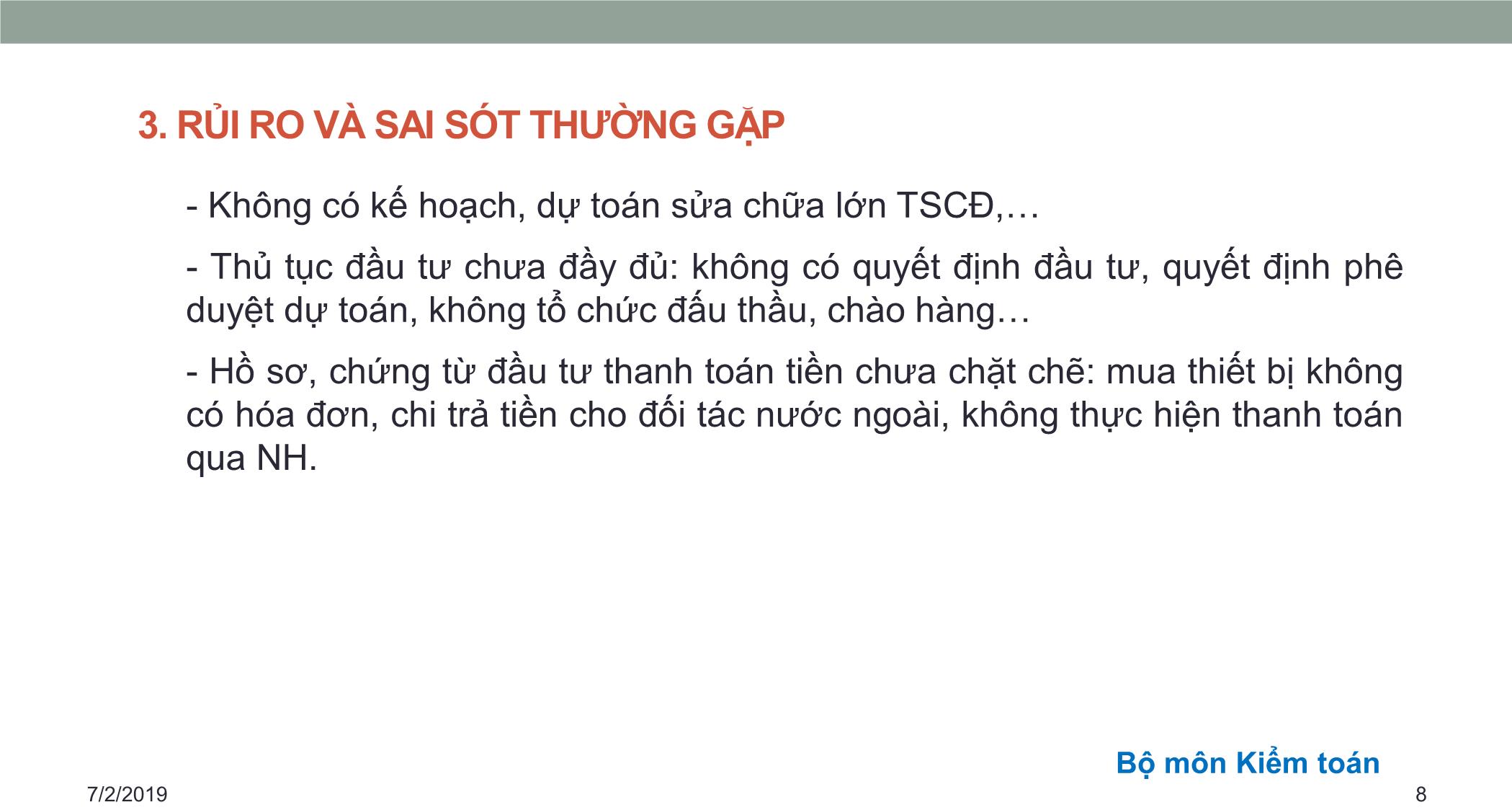 Bài giảng Kiểm toán căn bản - Chương 4: Kiểm toán tài sản cố định và chi phí khấu hao tài sản cố định trang 8