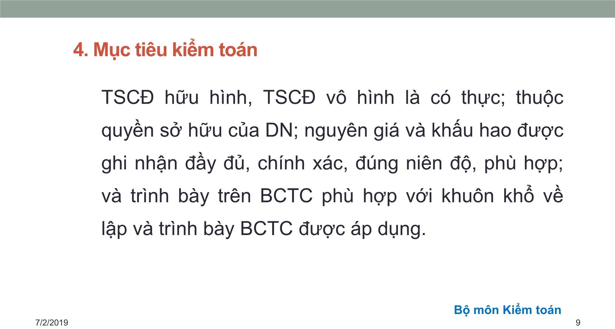 Bài giảng Kiểm toán căn bản - Chương 4: Kiểm toán tài sản cố định và chi phí khấu hao tài sản cố định trang 9