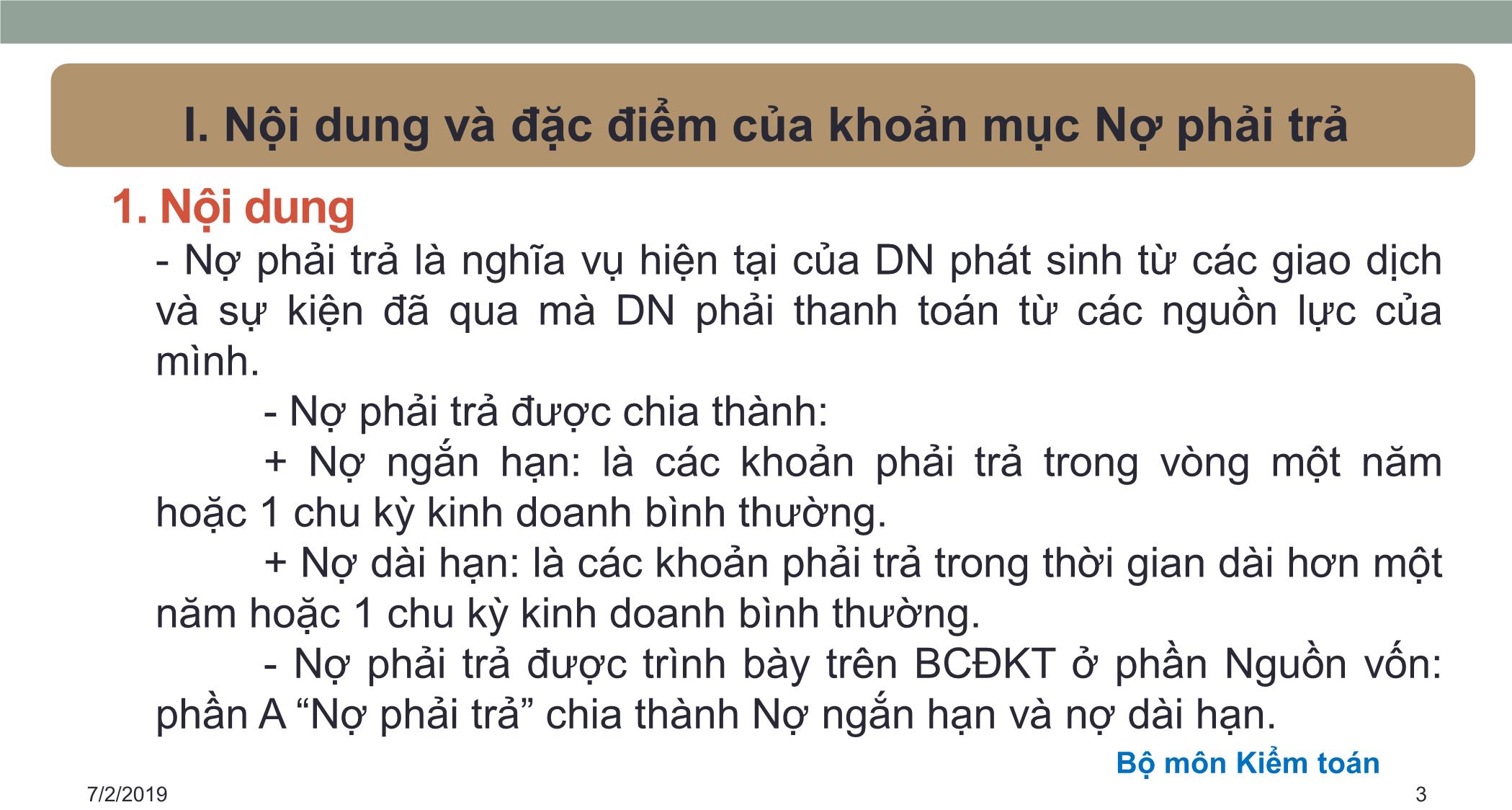 Bài giảng Kiểm toán căn bản - Chương 5: Kiểm toán nợ phải trả & Vốn chủ sở hữu trang 3