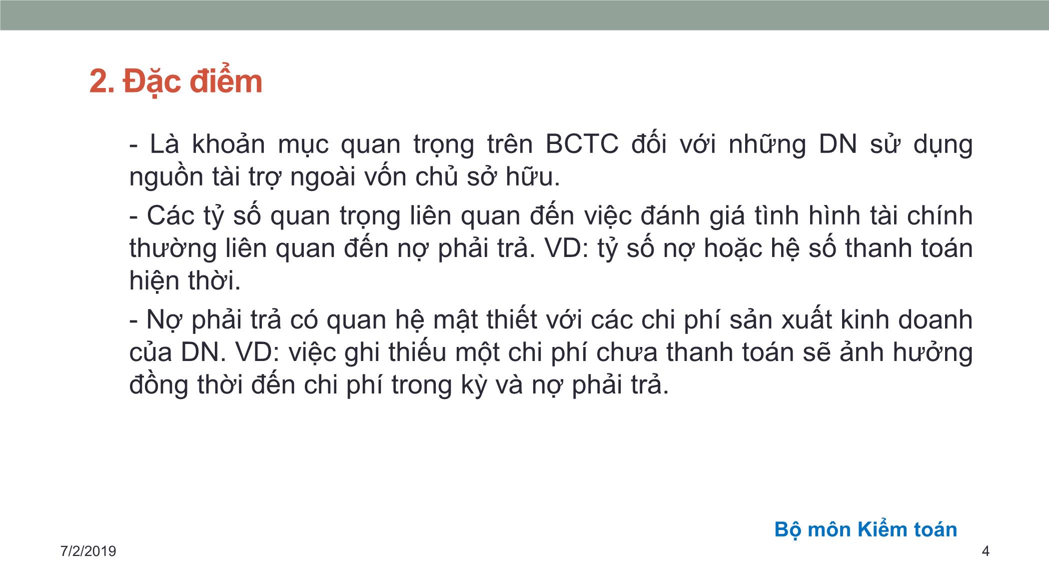 Bài giảng Kiểm toán căn bản - Chương 5: Kiểm toán nợ phải trả & Vốn chủ sở hữu trang 4