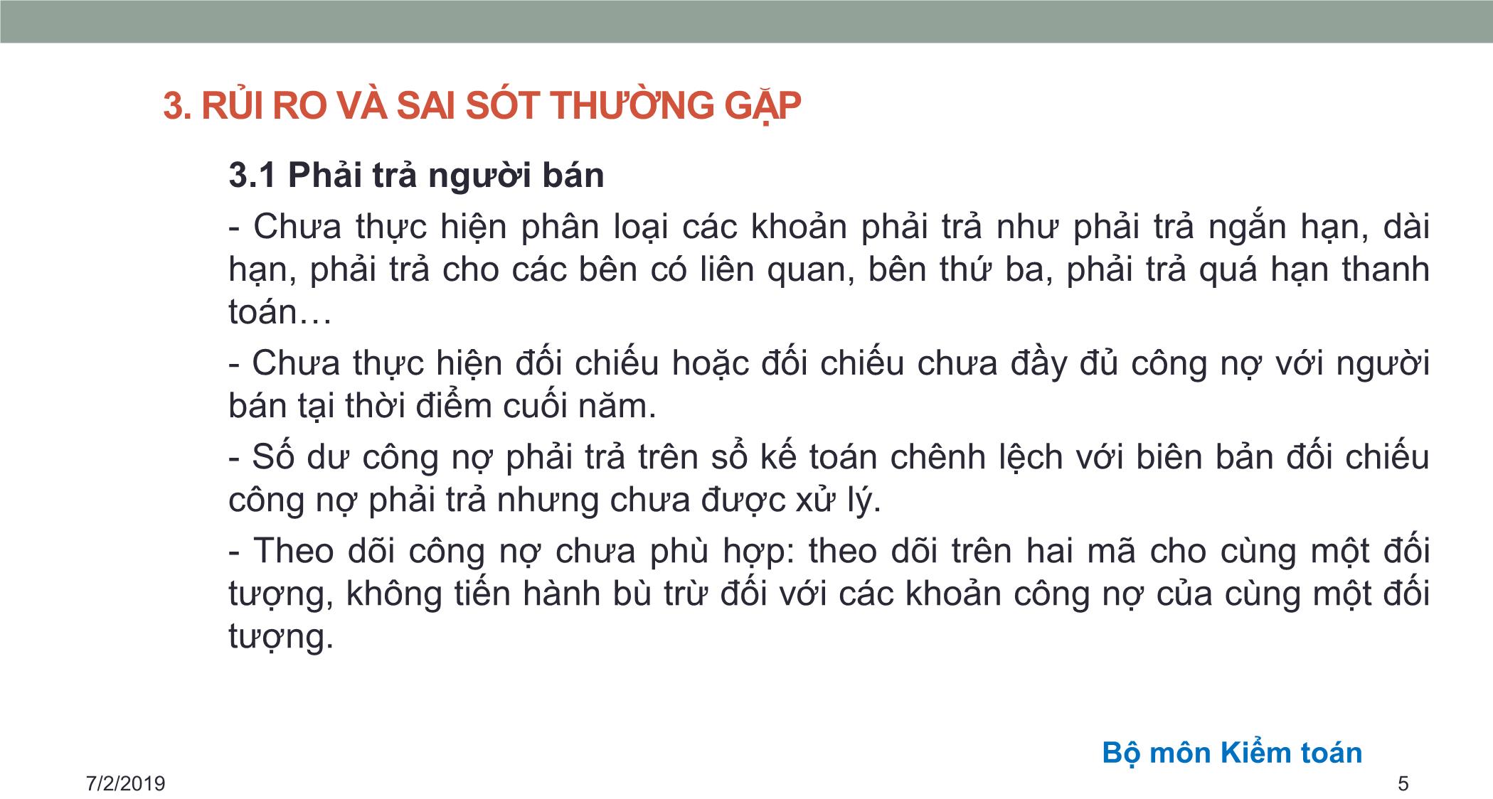 Bài giảng Kiểm toán căn bản - Chương 5: Kiểm toán nợ phải trả & Vốn chủ sở hữu trang 5