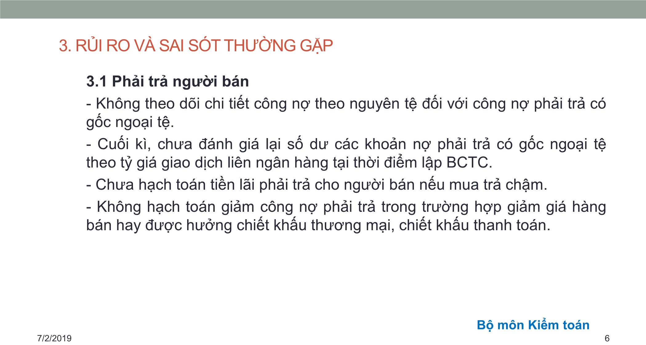 Bài giảng Kiểm toán căn bản - Chương 5: Kiểm toán nợ phải trả & Vốn chủ sở hữu trang 6