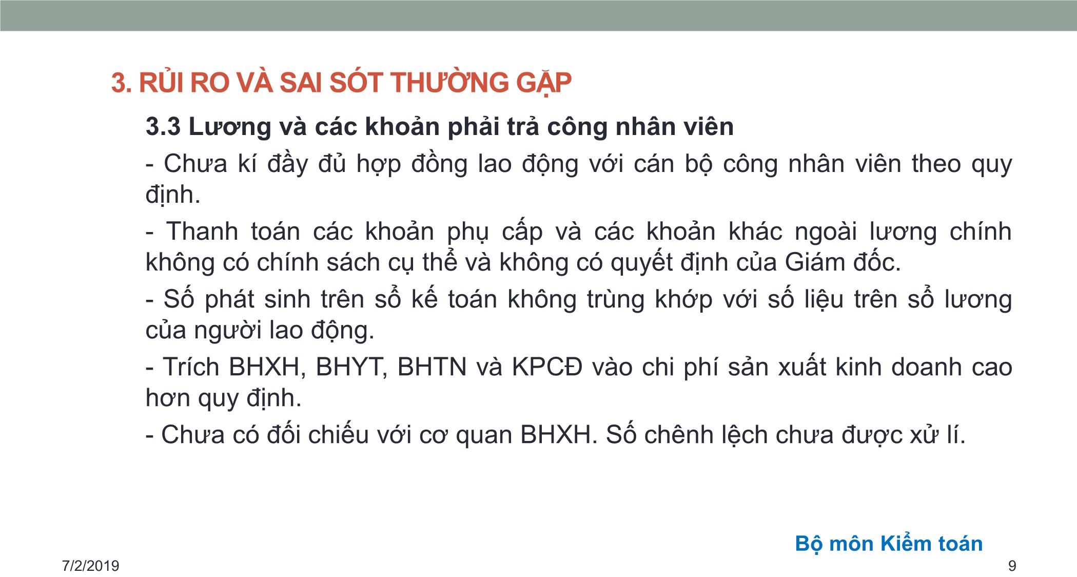 Bài giảng Kiểm toán căn bản - Chương 5: Kiểm toán nợ phải trả & Vốn chủ sở hữu trang 9