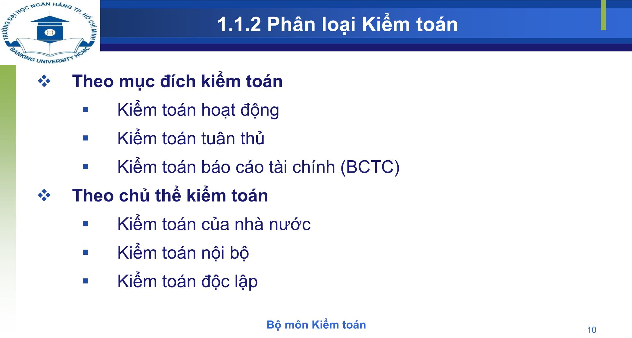 Bài giảng Kiểm toán - Chương 1: Tổng quan về kiểm toán trang 10