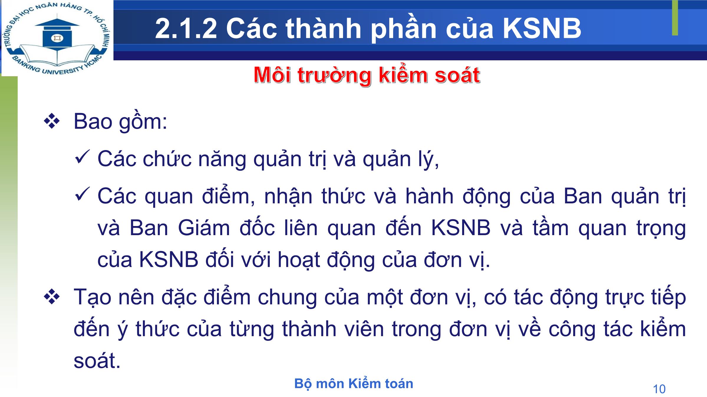 Bài giảng Kiểm toán - Chương 2: Kiểm soát nội bộ trang 10