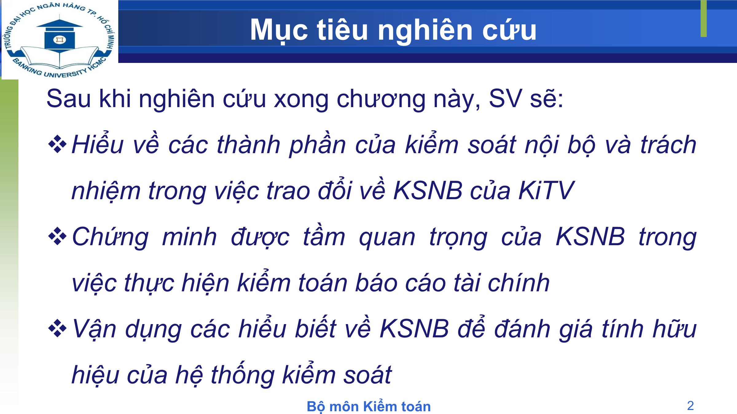 Bài giảng Kiểm toán - Chương 2: Kiểm soát nội bộ trang 2