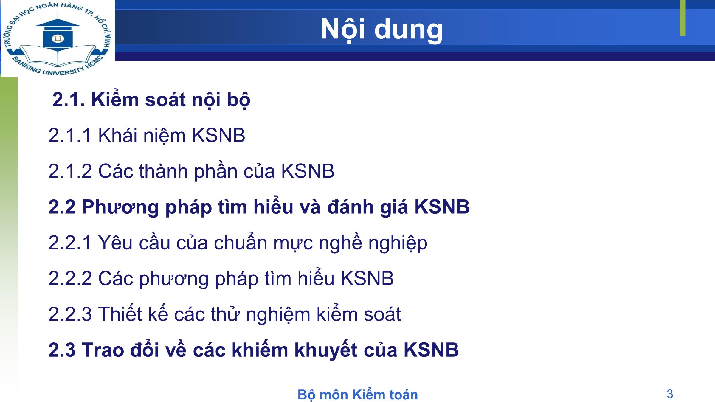 Bài giảng Kiểm toán - Chương 2: Kiểm soát nội bộ trang 3