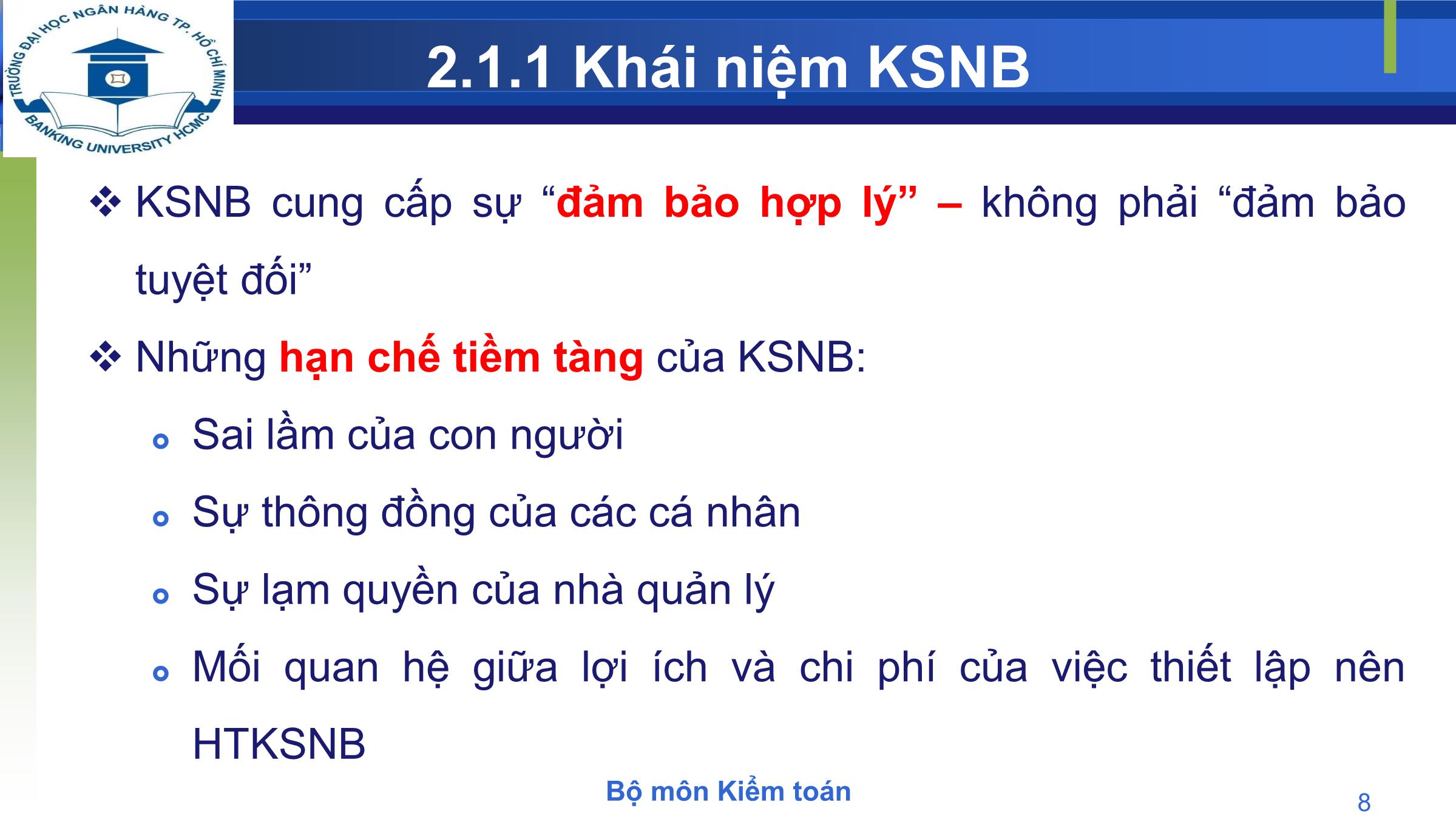 Bài giảng Kiểm toán - Chương 2: Kiểm soát nội bộ trang 8