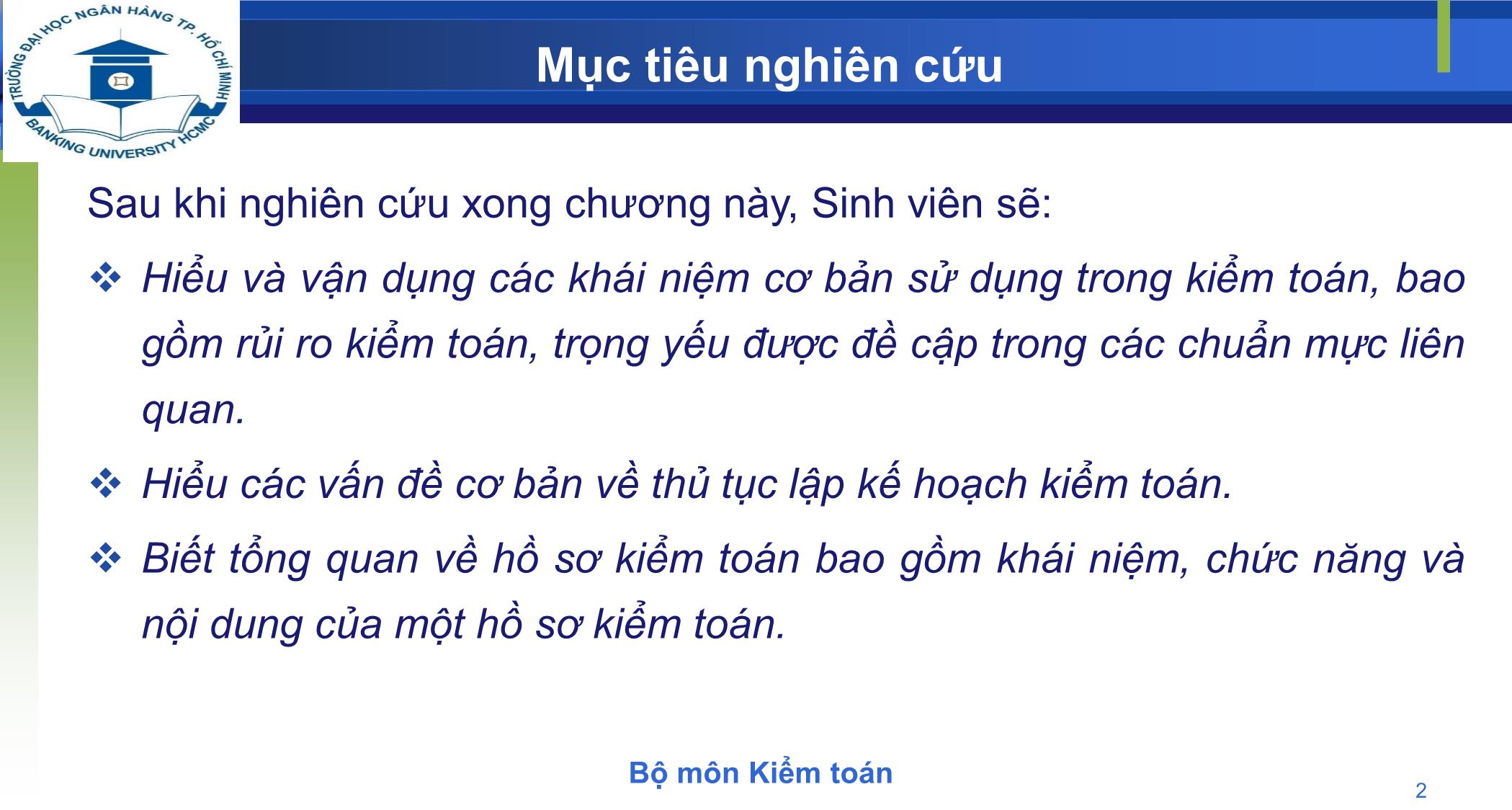 Bài giảng Kiểm toán - Chương 3: Đánh giá rủi ro và lập kế hoạch kiểm toán trang 2