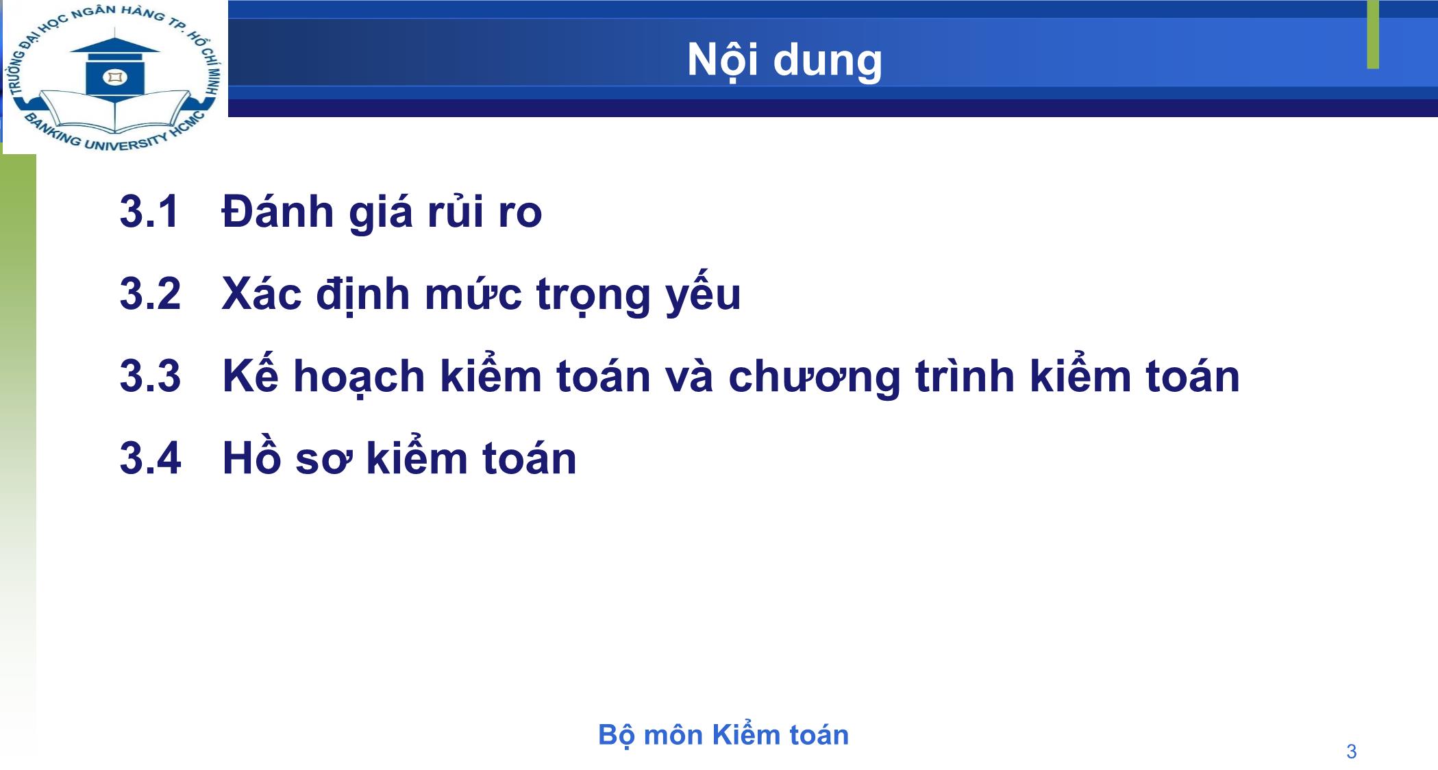 Bài giảng Kiểm toán - Chương 3: Đánh giá rủi ro và lập kế hoạch kiểm toán trang 3